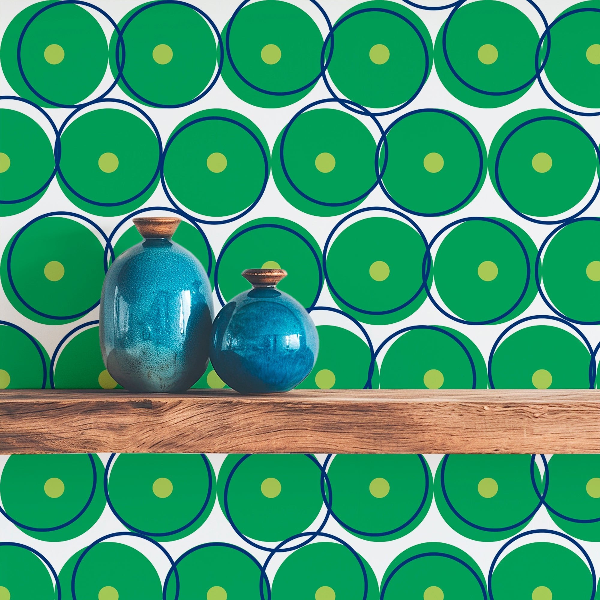 Curly on Cue Bright Green Modern Wallpaper - Wallpaper | Victoria Bright Home - Colorful Modern Wallpaper For Your Home - - blue,dots,green,kids,kitchen,modern