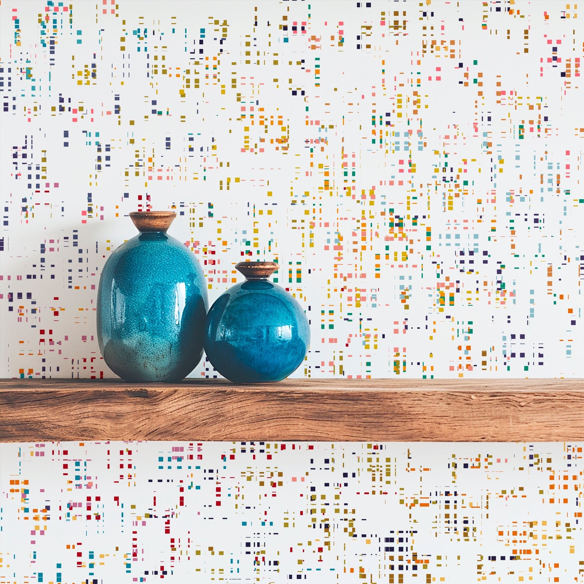 Modern Minimalist Multicolor Mosaic Wallpaper with a Futuristic Pixelated Appeal - Wallpaper | Victoria Bright Home - Colorful Modern Wallpaper For Your Home - - abstract,bedroom,dining,kids,modern,multicolor,nursery