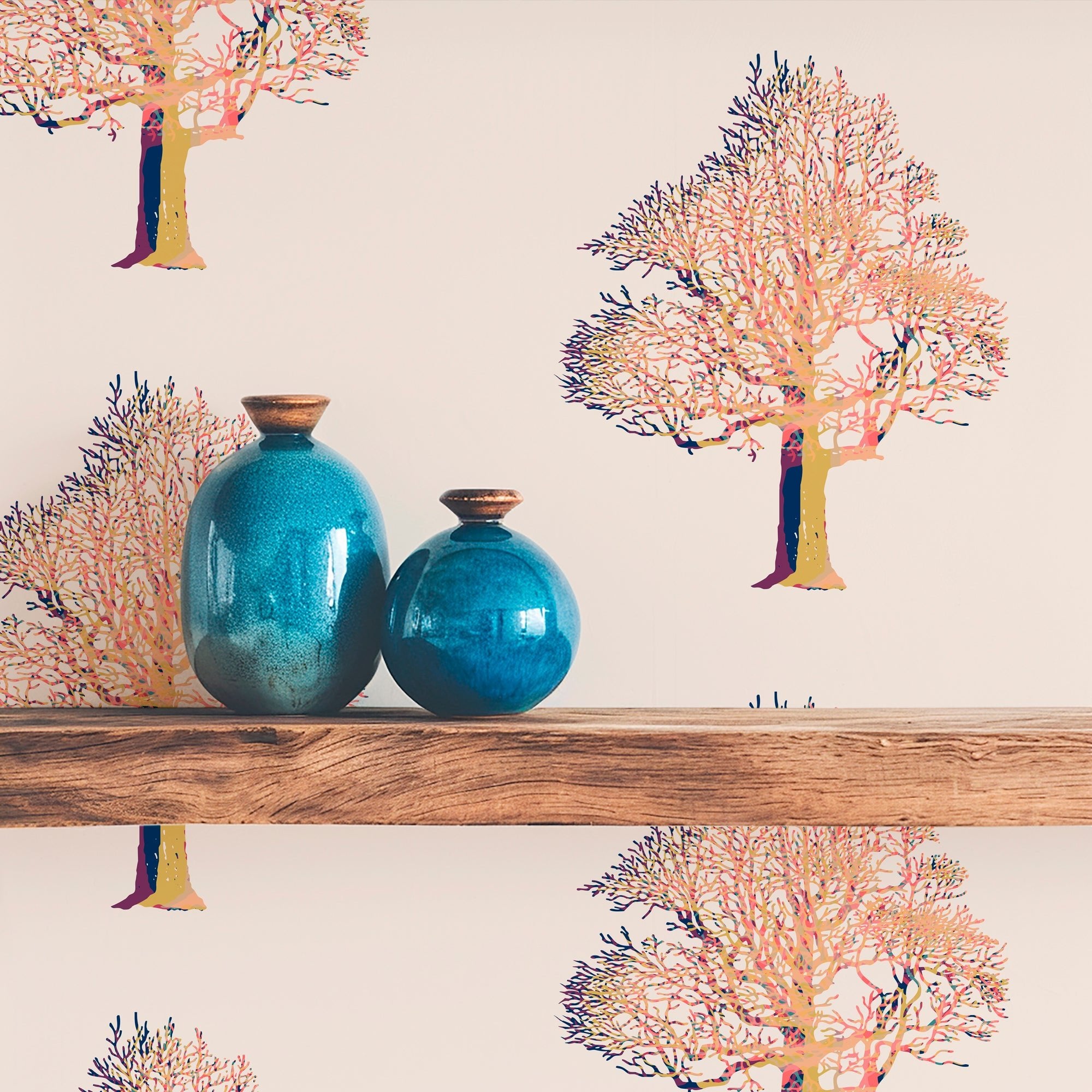 Chinoiserie Tree Wallpaper for an Elegant Traditional Style - Wallpaper | Victoria Bright Home - Colorful Modern Wallpaper For Your Home - - asian,bedroom,dining,floral,living,multicolor,nursery,traditional,vintage