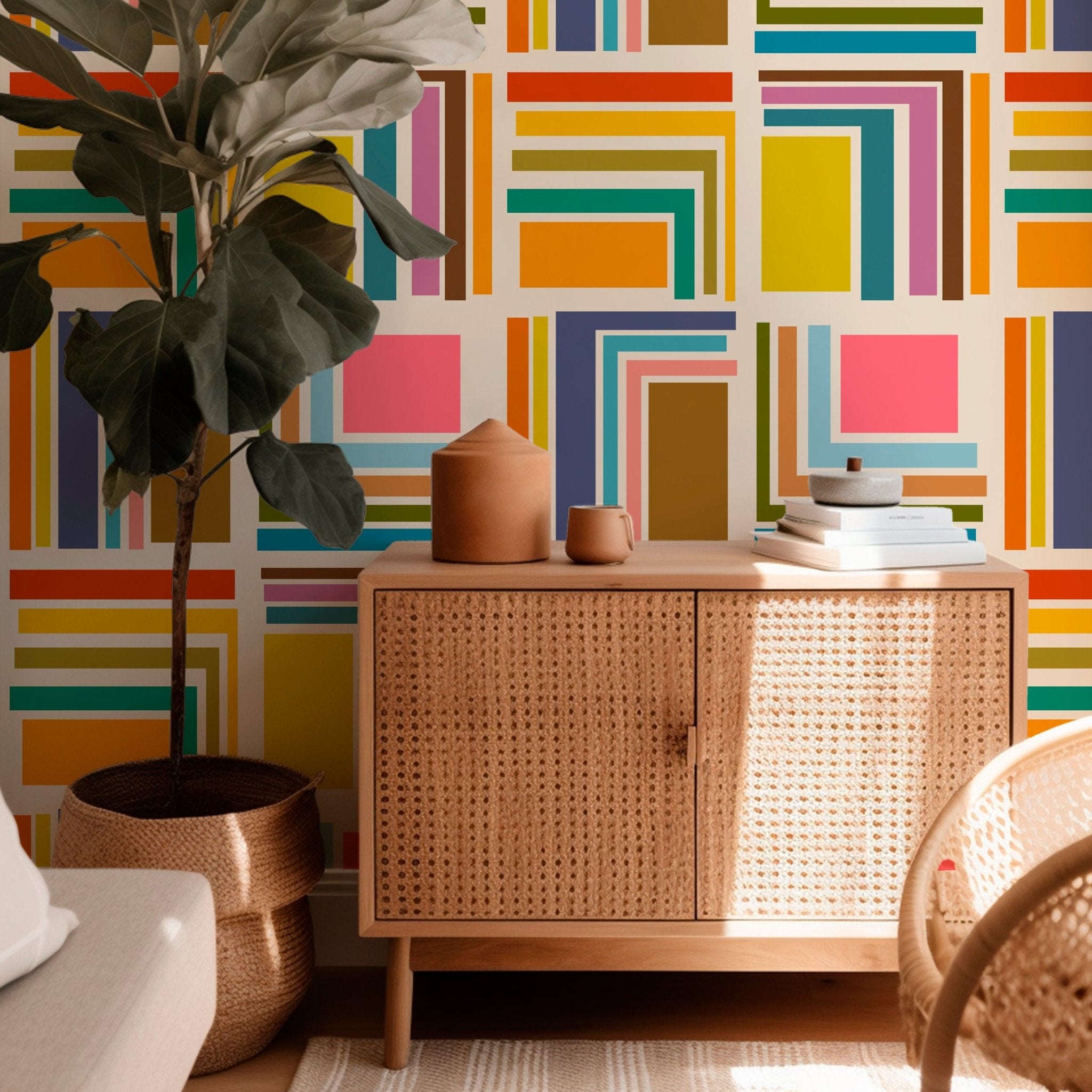 Off The Cuff Retro Wallpaper For Bold Sixties Flavor - Wallpaper | Victoria Bright Home - Colorful Modern Wallpaper For Your Home - - bedroom,dining,living,mid century,modern,multicolor,office,retro,sixties