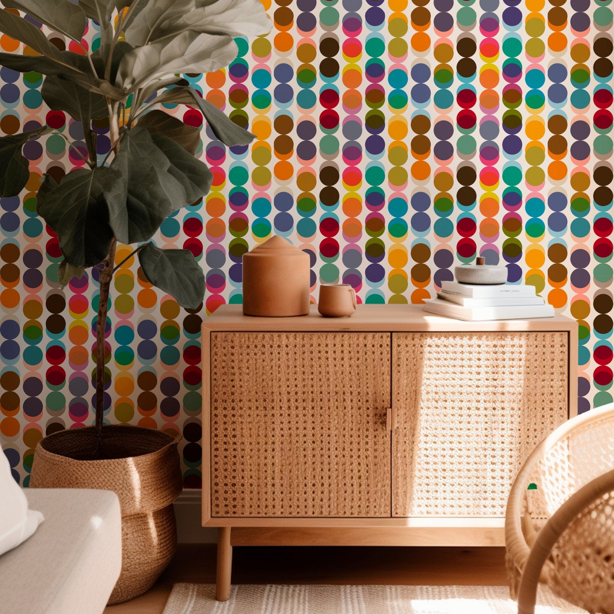 Retro Polka Dot Stripe Wallpaper