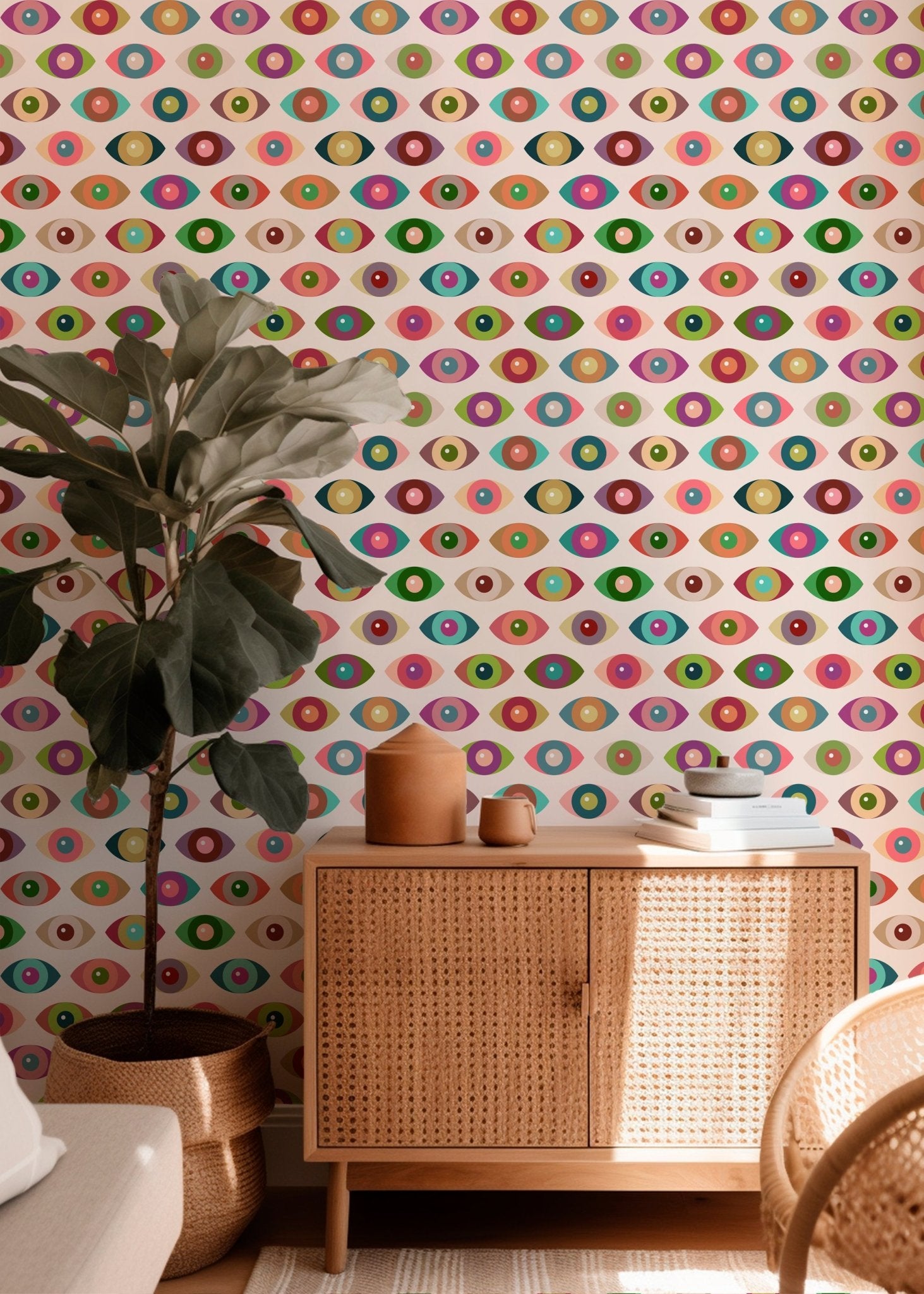 Retro Novelty Eyeball Wallpaper - Fun Novelty Peepers Design for Kids & Bathrooms