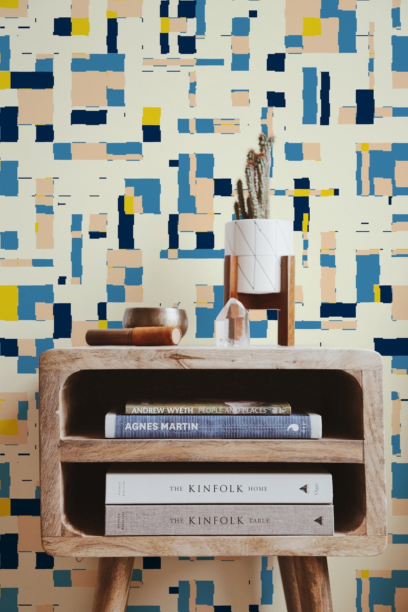 City Streets Modern Abstract Blue Pink and Yellow Wallpaper - Wallpaper | Victoria Bright Home - Colorful Modern Wallpaper For Your Home - - abstract,bedroom,blue,kids,living,modern,nursery,office,pink,yellow