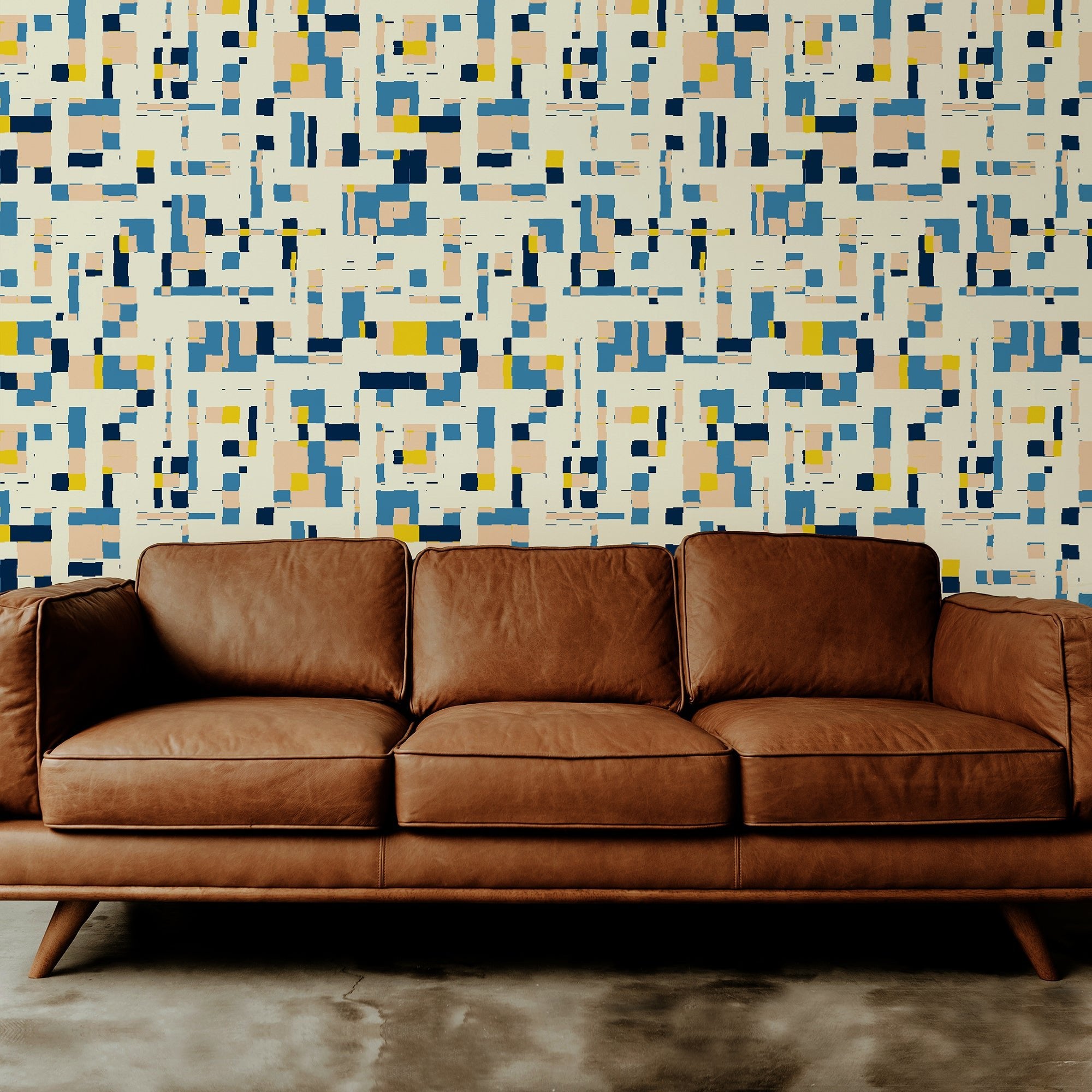 City Streets Modern Abstract Blue Pink and Yellow Wallpaper - Wallpaper | Victoria Bright Home - Colorful Modern Wallpaper For Your Home - - abstract,bedroom,blue,kids,living,modern,nursery,office,pink,yellow
