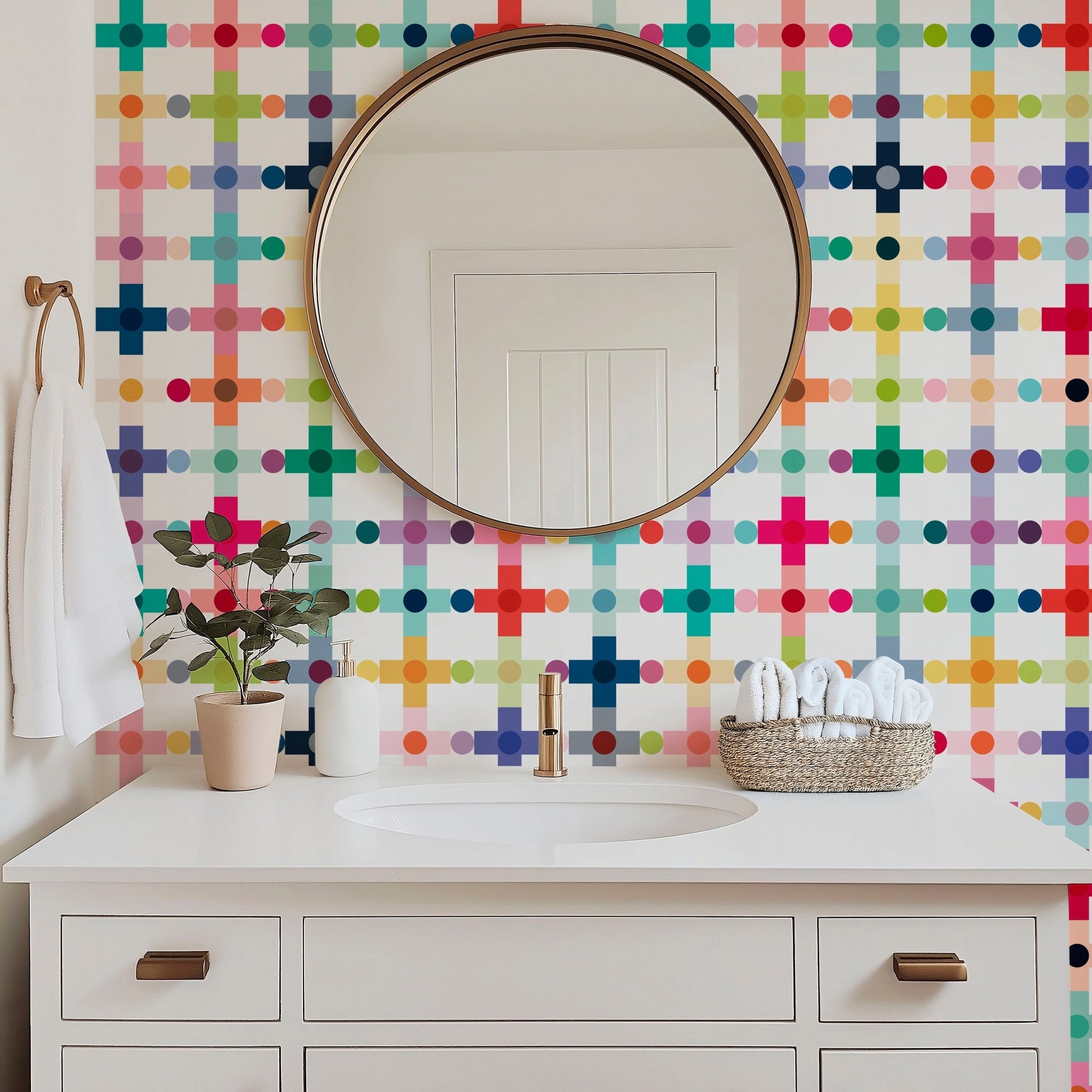 Retro Modern Cross Pattern Wallpaper - Mid-Century Scandinavian Design