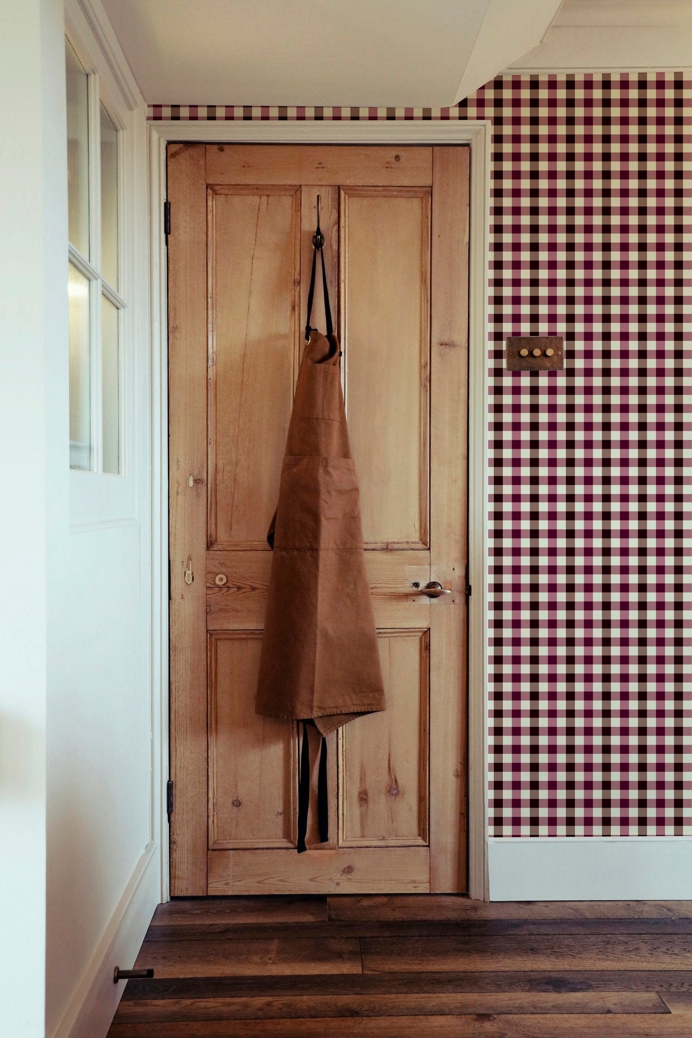 Country Plaid Wallpaper in Blue or Pink with Modern Flaire - Wallpaper | Victoria Bright Home - Colorful Modern Wallpaper For Your Home - - bedroom,blue,checkered,dining,kids,kitchen,modern,nursery,office,pink,plaid