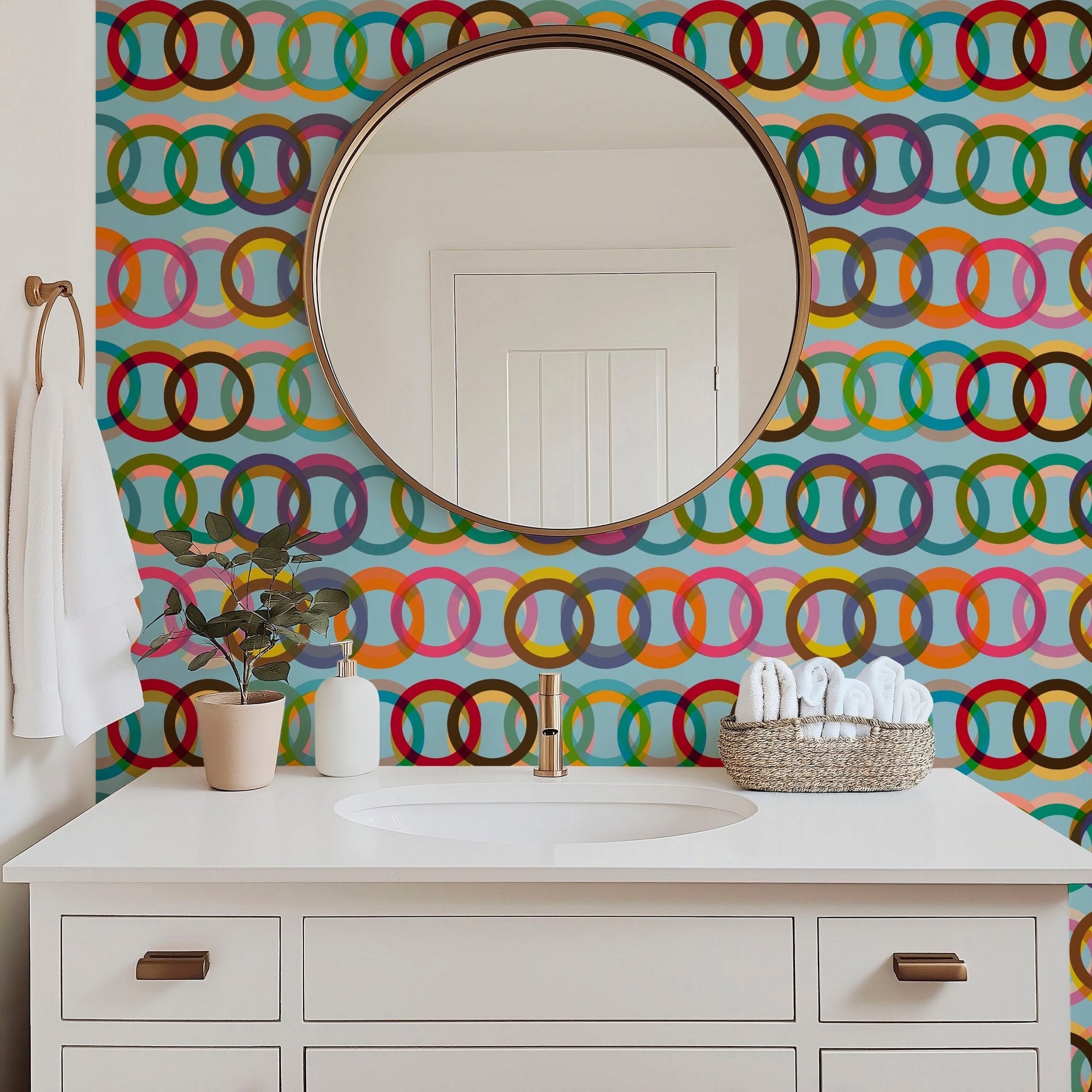Willoughby Double Rings Retro Modern Wallpaper