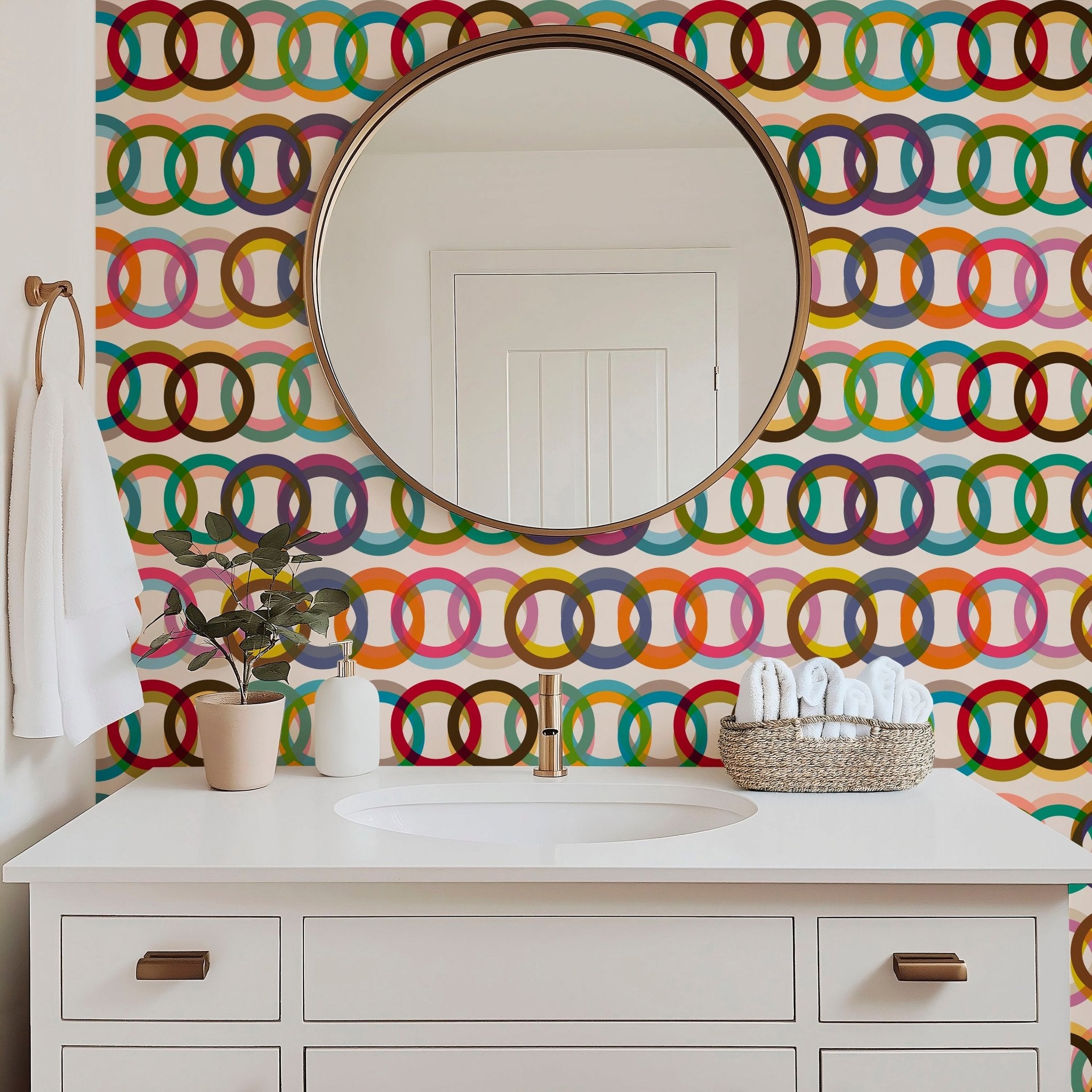 Willoughby Double Rings Retro Modern Wallpaper