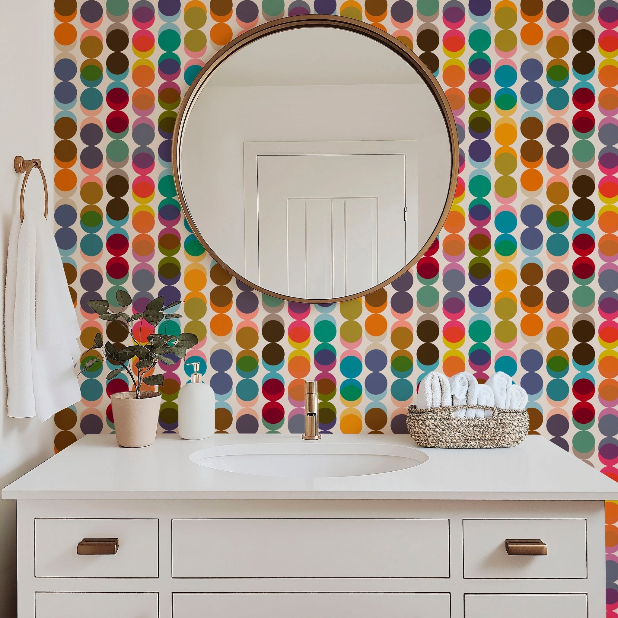 Retro Polka Dot Stripe Wallpaper