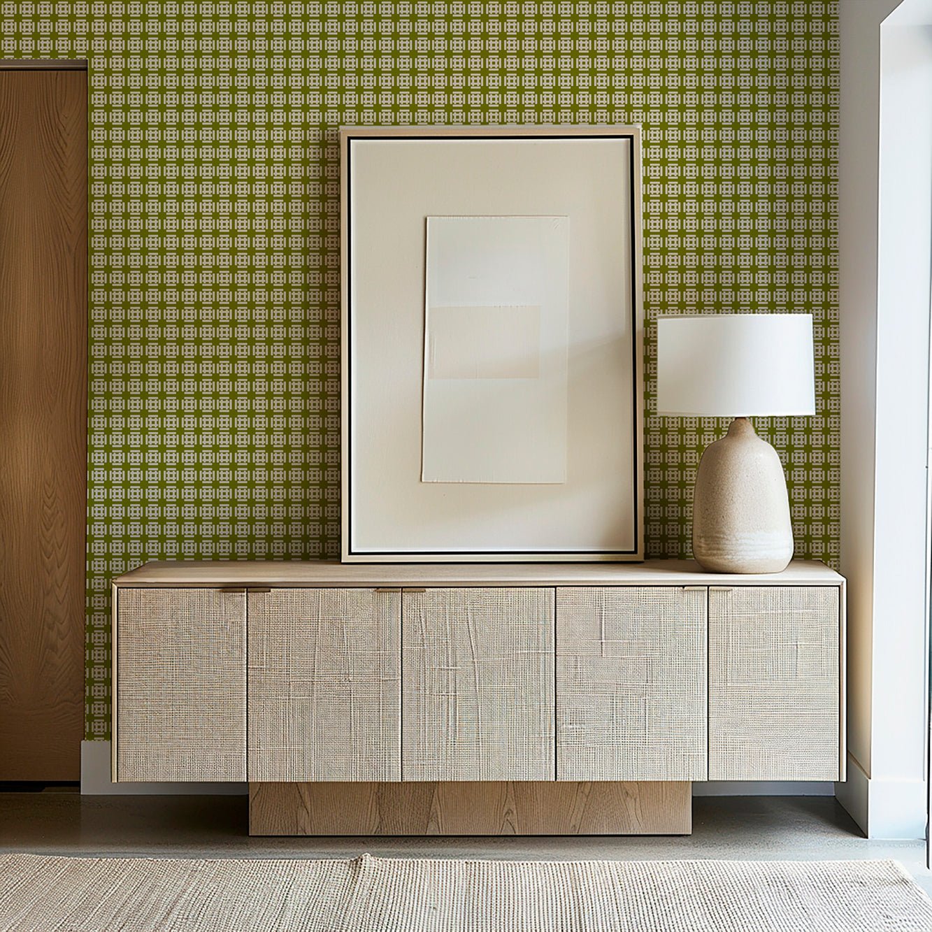Japandi Olive Green and Cream Wallpaper for an Asian Inspired Look - Wallpaper | Victoria Bright Home - Colorful Modern Wallpaper For Your Home - - aisan,asian-inspired,bedroom,cream,dining,green,japanese,living,modern,office