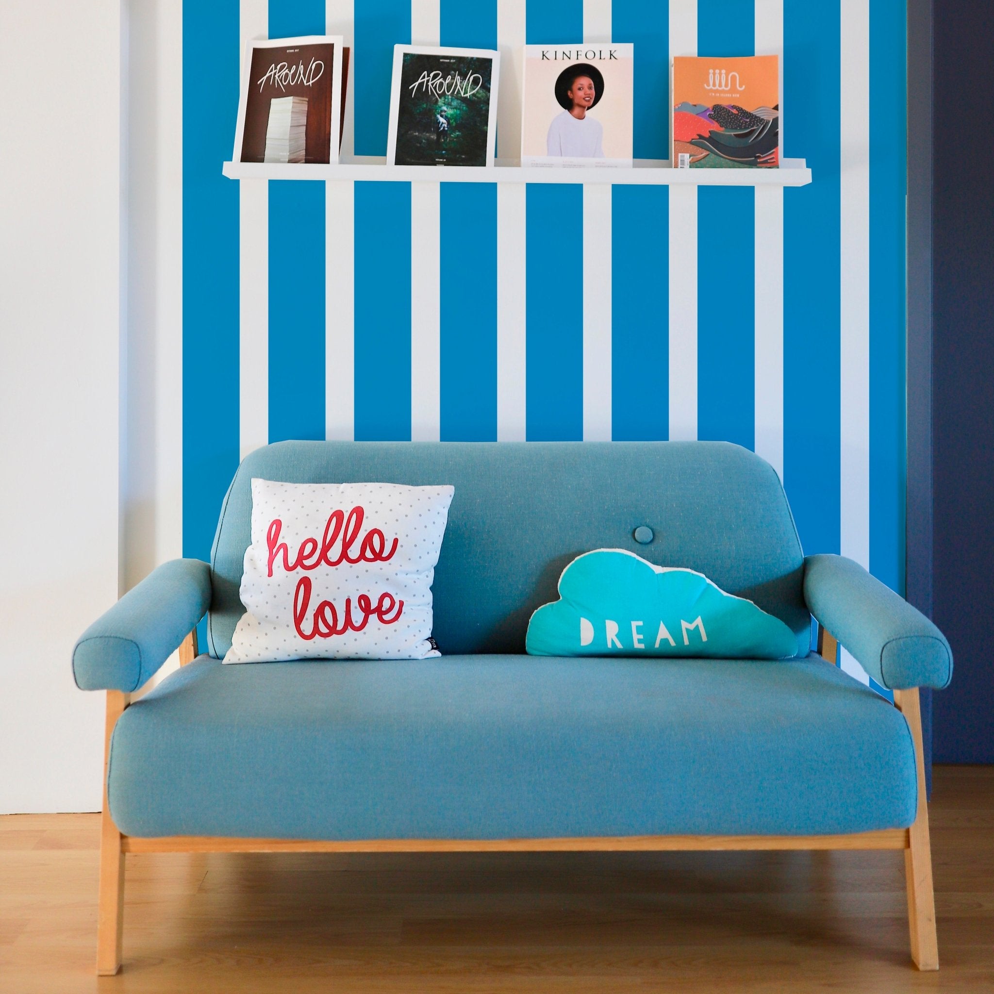 Bold Striped Wallpaper in Bright Colors for a British Interiors Feel - Wallpaper | Victoria Bright Home - Colorful Modern Wallpaper For Your Home - - bedroom,blue,dining,green,kids,kitchen,modern,nursery,office,orange,pink,red,retro,scandinavian,stripes,traditional,yellow