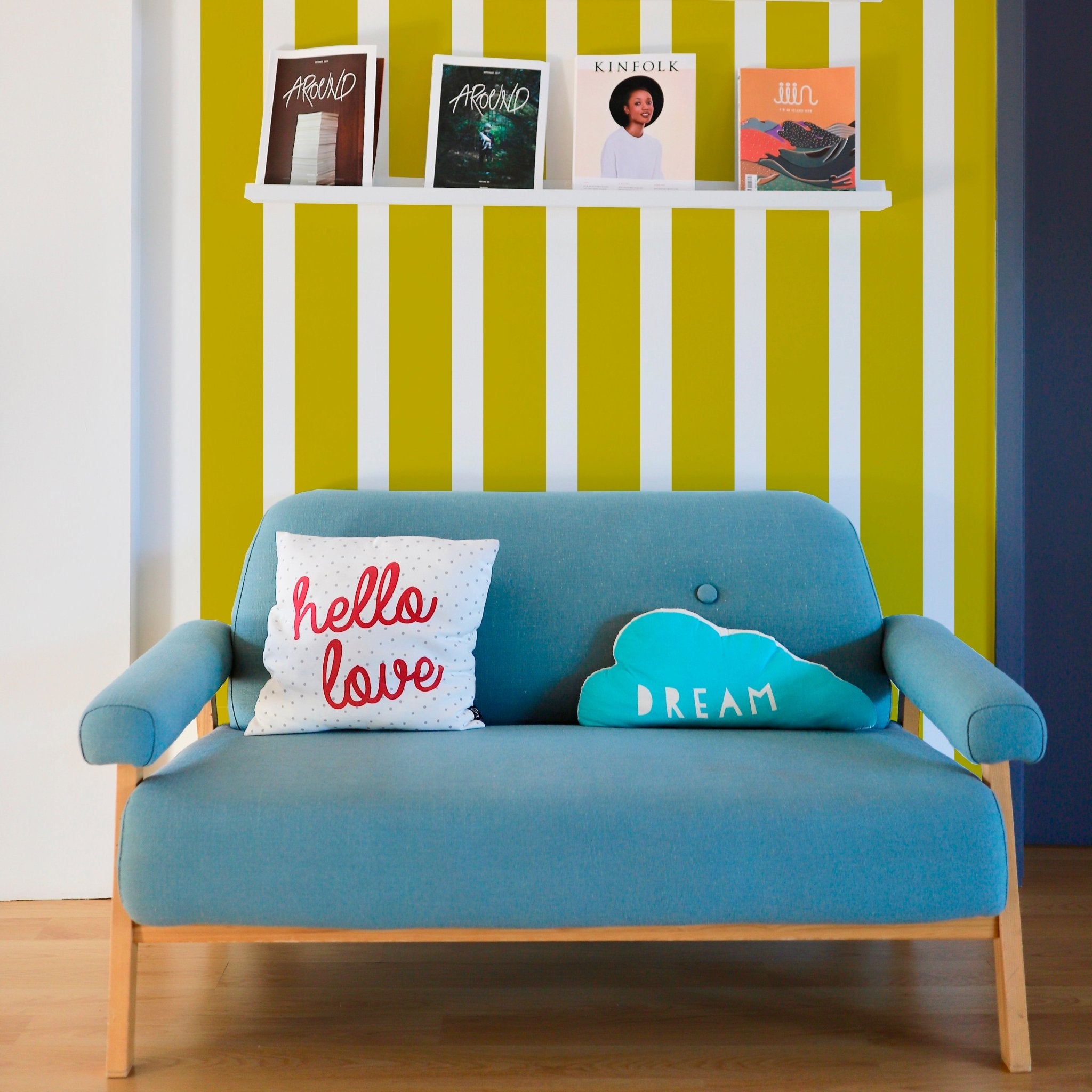 Bold Striped Wallpaper in Bright Colors for a British Interiors Feel - Wallpaper | Victoria Bright Home - Colorful Modern Wallpaper For Your Home - - bedroom,blue,dining,green,kids,kitchen,modern,nursery,office,orange,pink,red,retro,scandinavian,stripes,traditional,yellow