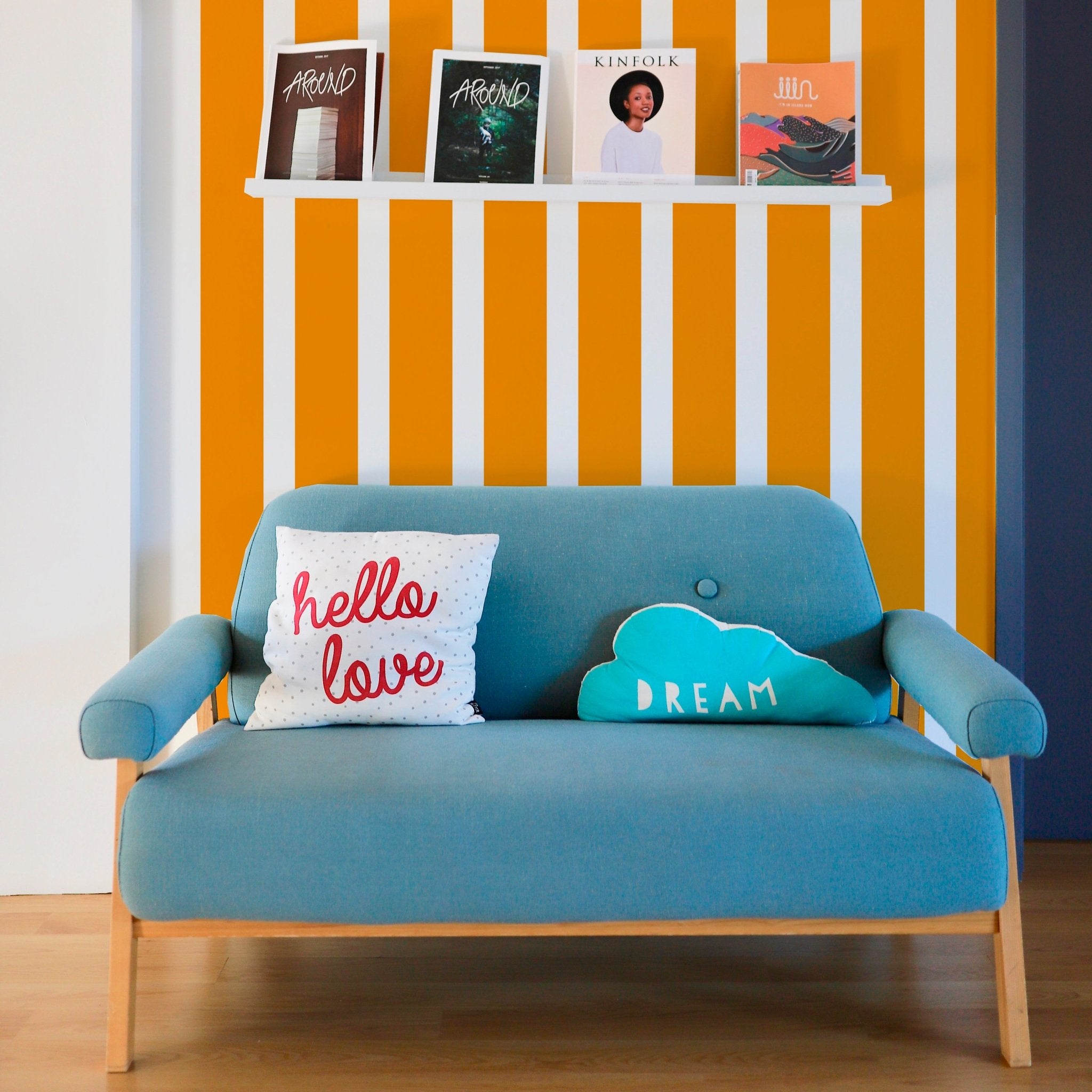 Bold Striped Wallpaper in Bright Colors for a British Interiors Feel - Wallpaper | Victoria Bright Home - Colorful Modern Wallpaper For Your Home - - bedroom,blue,dining,green,kids,kitchen,modern,nursery,office,orange,pink,red,retro,scandinavian,stripes,traditional,yellow