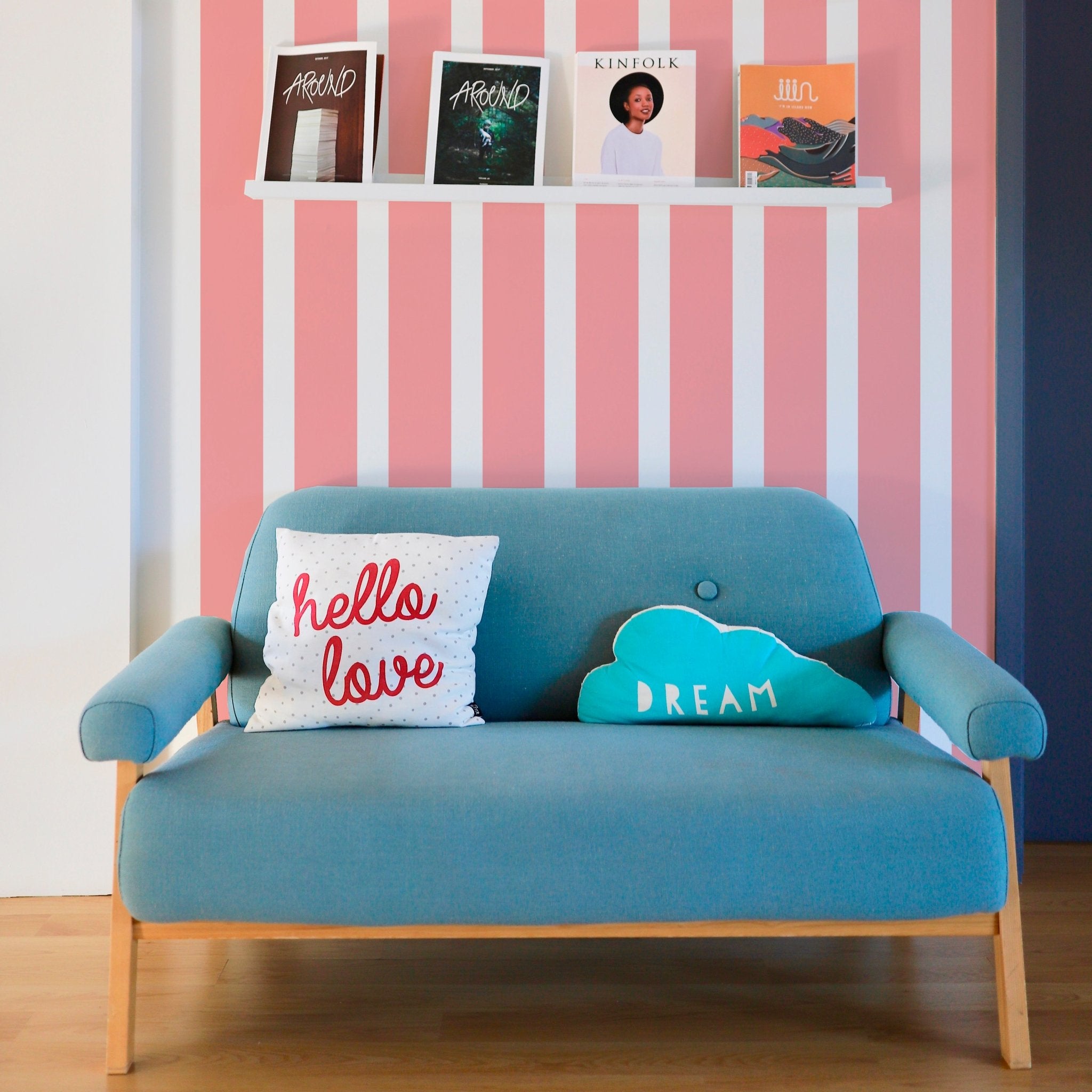 Bold Striped Wallpaper in Bright Colors for a British Interiors Feel - Wallpaper | Victoria Bright Home - Colorful Modern Wallpaper For Your Home - - bedroom,blue,dining,green,kids,kitchen,modern,nursery,office,orange,pink,red,retro,scandinavian,stripes,traditional,yellow