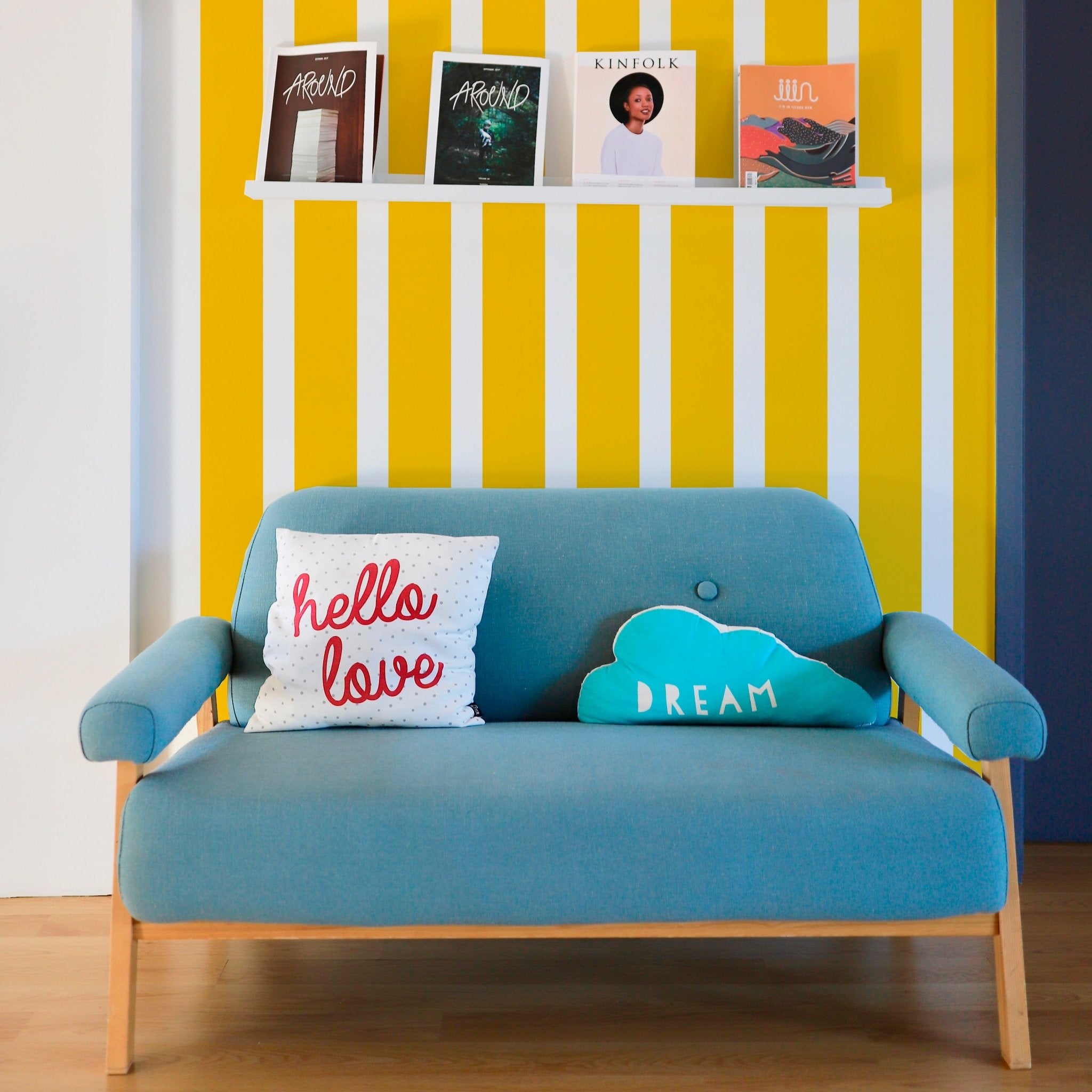 Bold Striped Wallpaper in Bright Colors for a British Interiors Feel - Wallpaper | Victoria Bright Home - Colorful Modern Wallpaper For Your Home - - bedroom,blue,dining,green,kids,kitchen,modern,nursery,office,orange,pink,red,retro,scandinavian,stripes,traditional,yellow