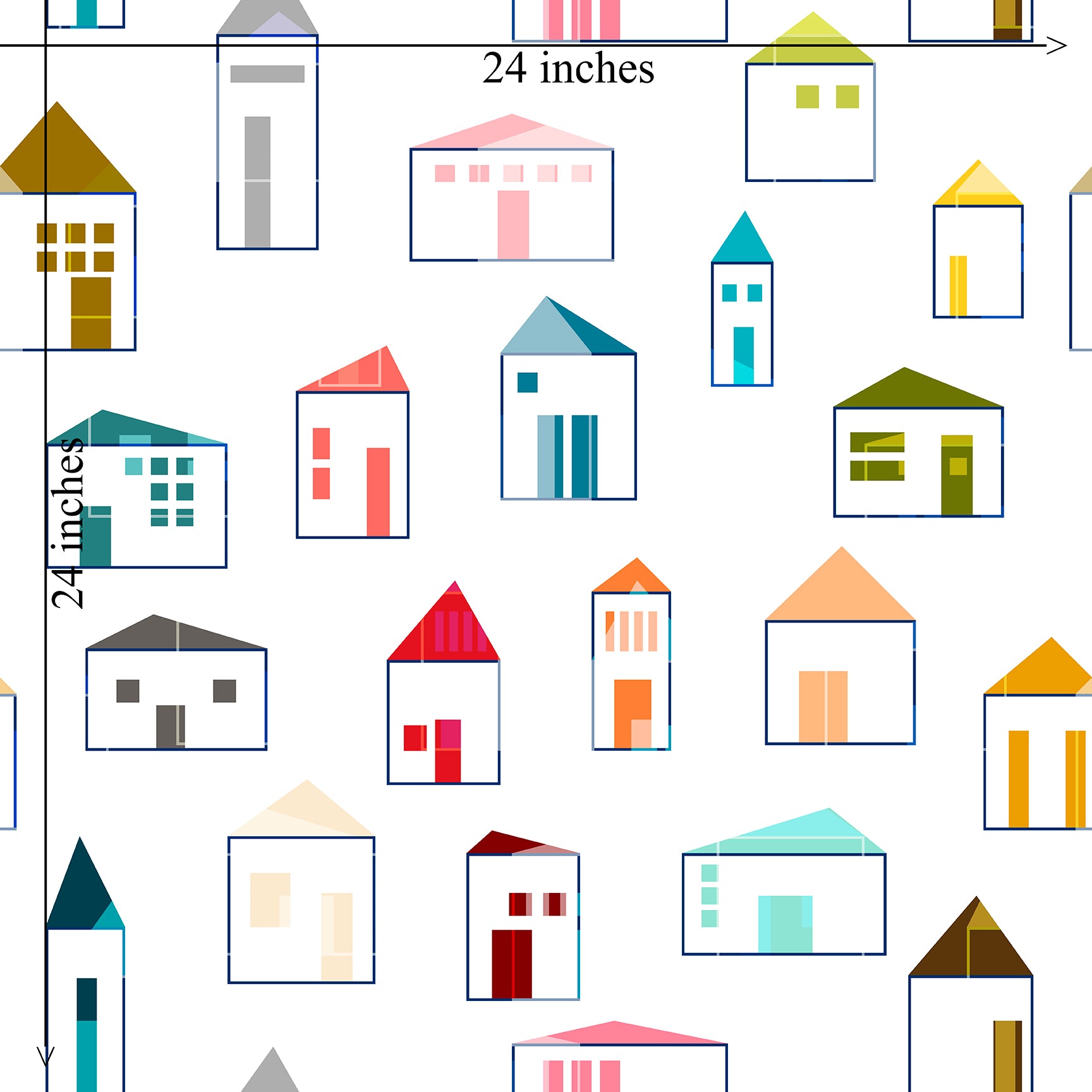 Neighborly Abstract Miniature Houses Modern Wallpaper for a Cool Kitchen Space - Wallpaper | Victoria Bright Home - Colorful Modern Wallpaper For Your Home - - abstract,dining,kids,kitchen,modern,multicolor,office,scandinavian