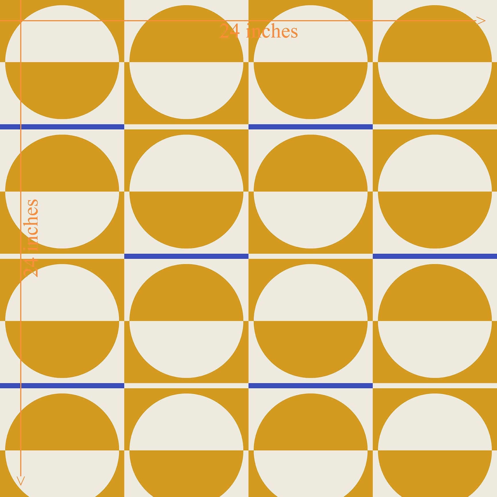 Mid Century Modern Gold Wallpaper in a Bauhuas Style - Wallpaper | Victoria Bright Home - Colorful Modern Wallpaper For Your Home - - bauhaus,bedroom,blue,dots,gold,living,mid century,modern,yellow