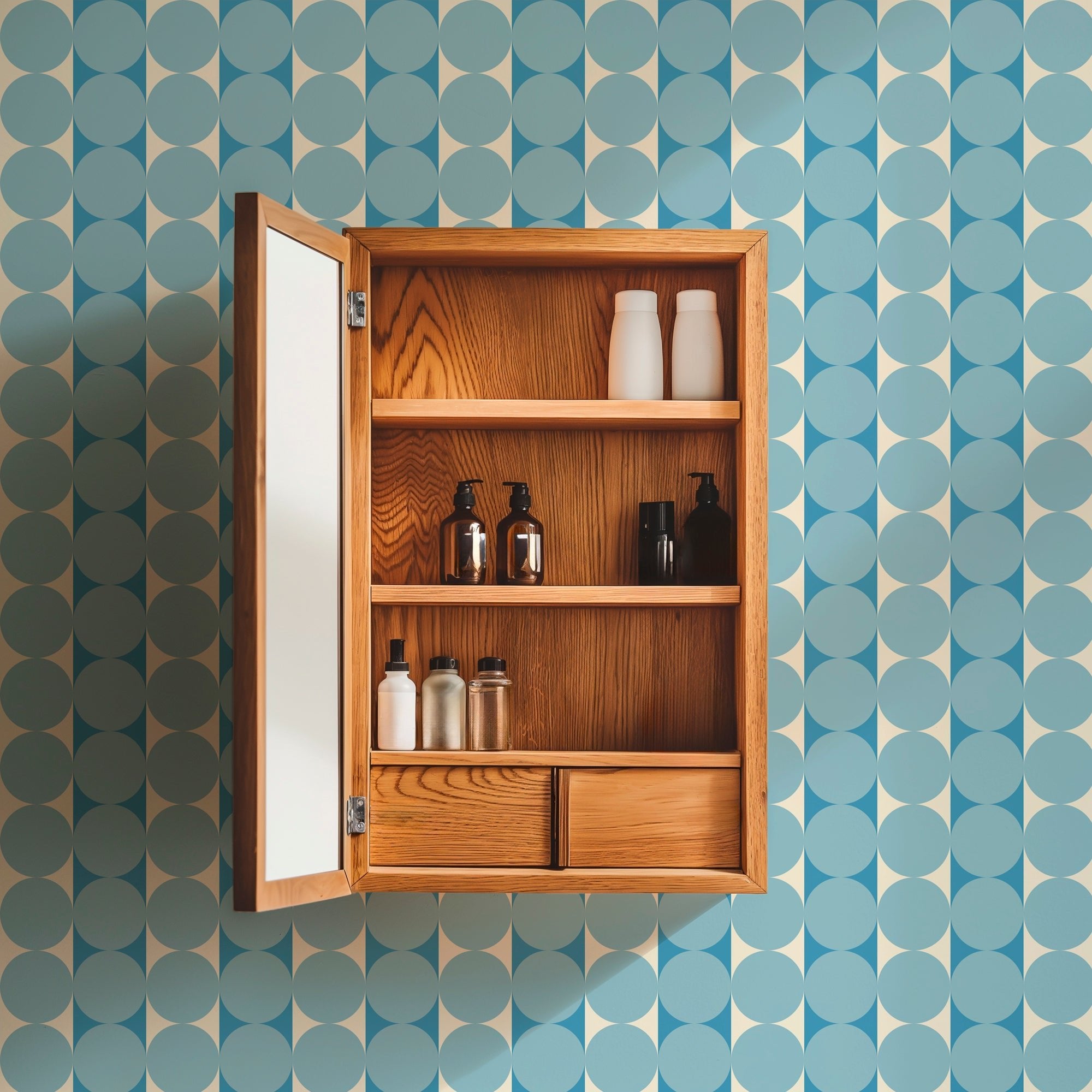 Abacus Retro Striped Dot Wallpaper in Ten Nostalgic Colors - Wallpaper | Victoria Bright Home - Colorful Modern Wallpaper For Your Home - - bedroom,blue,dining,dots,green,kids,kitchen,living,mid century,modern,nursery,office,orange,pink,purple,red,retro,stripes,turquoise,yellow