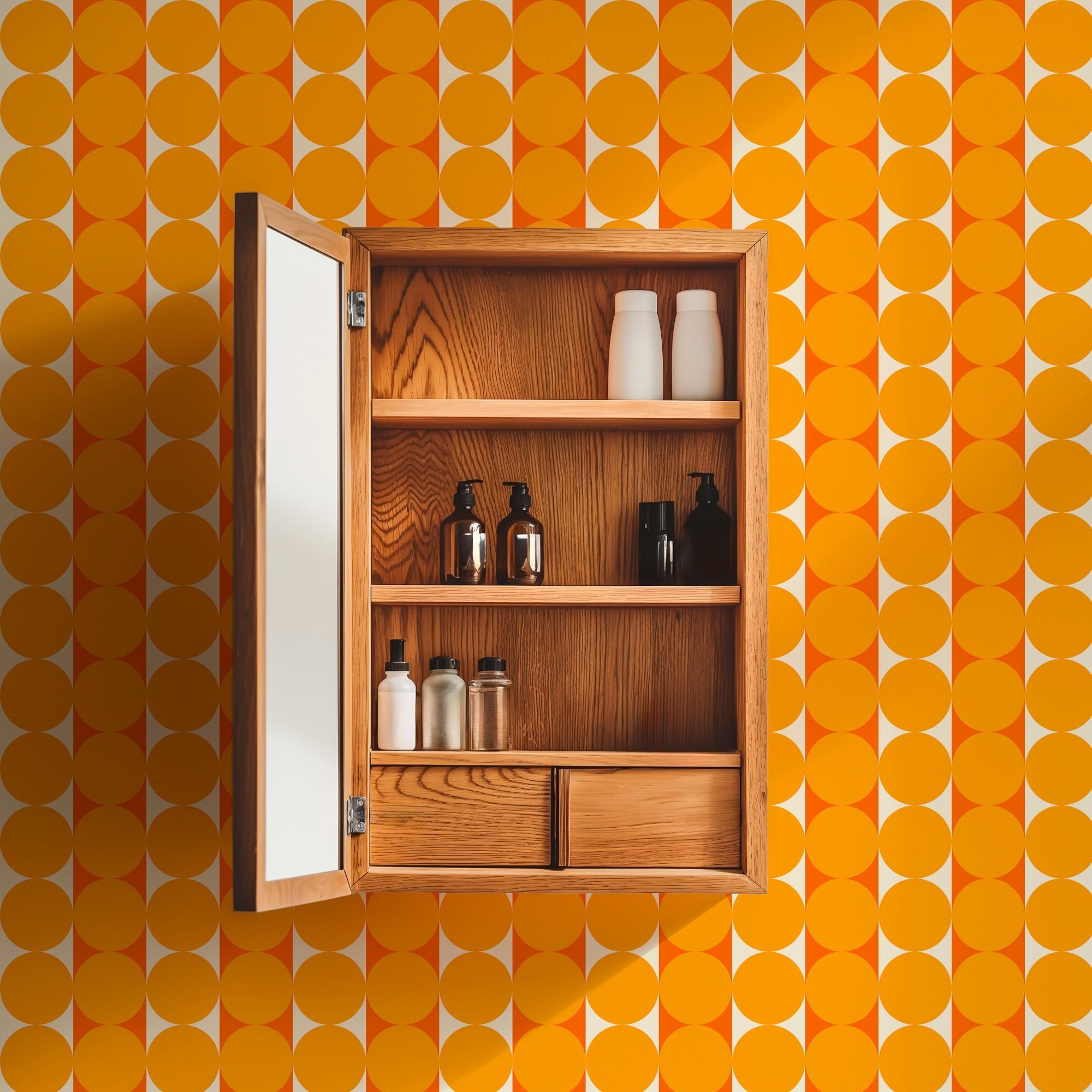 Abacus Retro Striped Dot Wallpaper in Ten Nostalgic Colors - Wallpaper | Victoria Bright Home - Colorful Modern Wallpaper For Your Home - - bedroom,blue,dining,dots,green,kids,kitchen,living,mid century,modern,nursery,office,orange,pink,purple,red,retro,stripes,turquoise,yellow