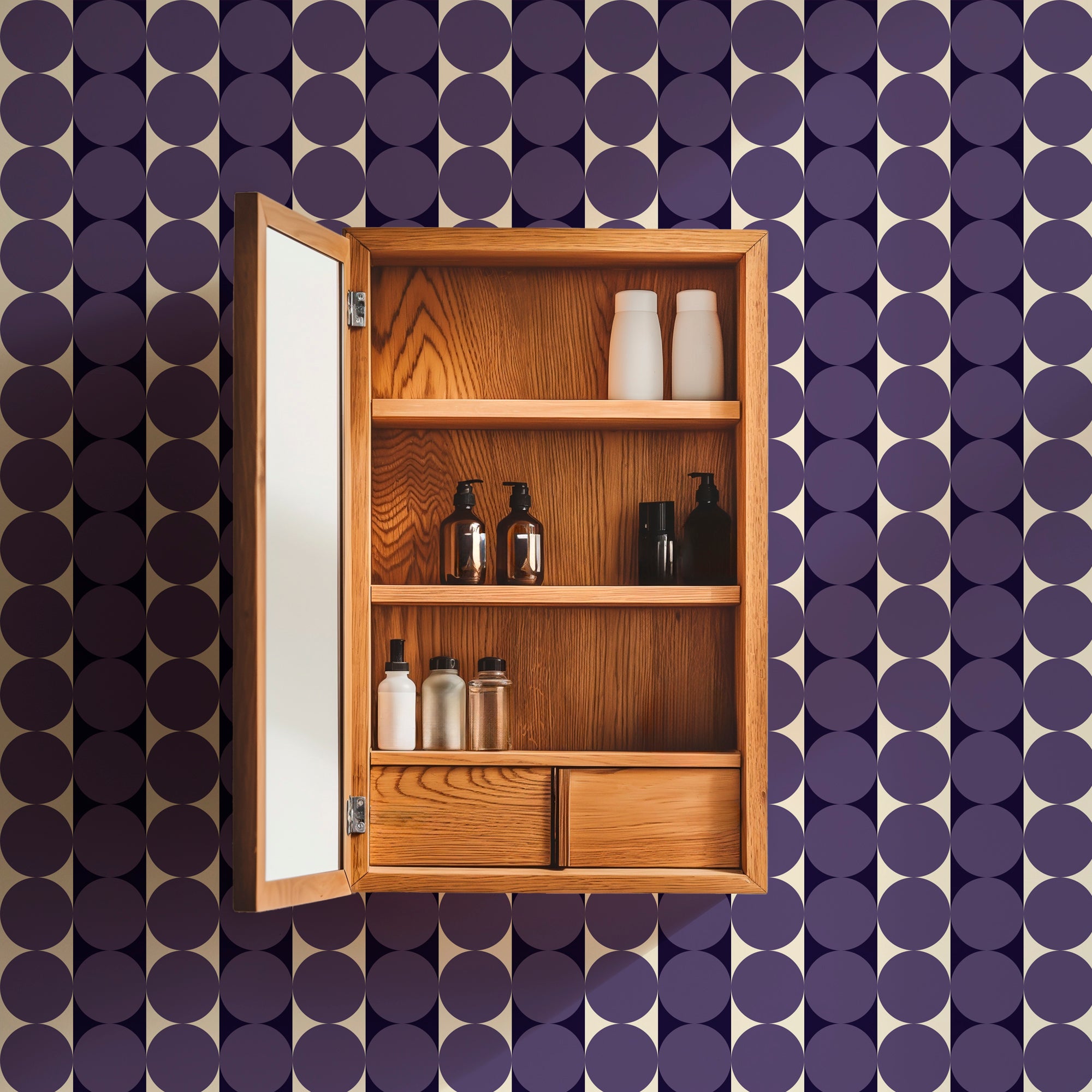 Abacus Retro Striped Dot Wallpaper in Ten Nostalgic Colors - Wallpaper | Victoria Bright Home - Colorful Modern Wallpaper For Your Home - - bedroom,blue,dining,dots,green,kids,kitchen,living,mid century,modern,nursery,office,orange,pink,purple,red,retro,stripes,turquoise,yellow