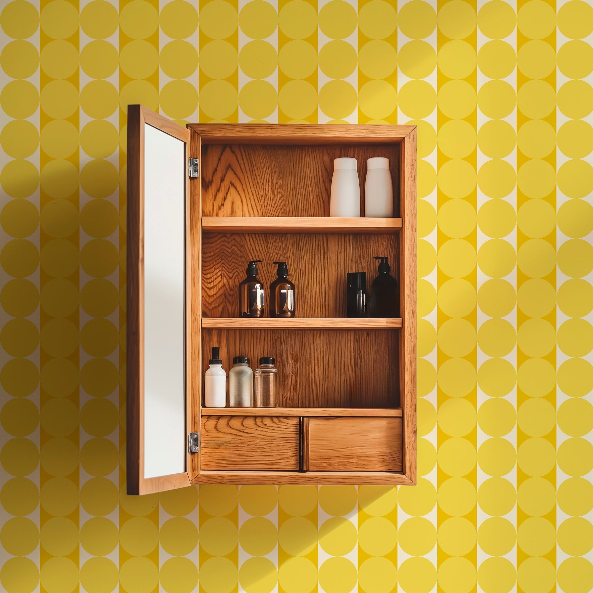 Abacus Retro Striped Dot Wallpaper in Ten Nostalgic Colors - Wallpaper | Victoria Bright Home - Colorful Modern Wallpaper For Your Home - - bedroom,blue,dining,dots,green,kids,kitchen,living,mid century,modern,nursery,office,orange,pink,purple,red,retro,stripes,turquoise,yellow