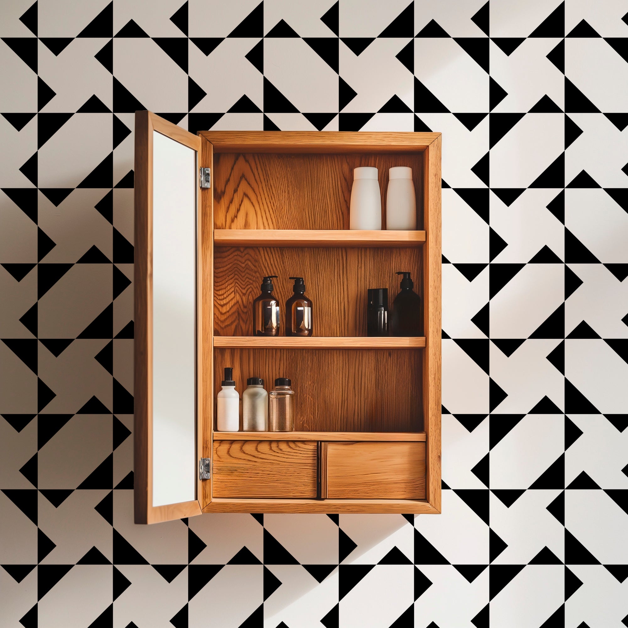 Chasing Charlie Modern Geometric Wallpaper - Wallpaper | Victoria Bright Home - Colorful Modern Wallpaper For Your Home - - bedroom,black,black and white,blue,dining,kitchen,living,modern,office,red,traditional