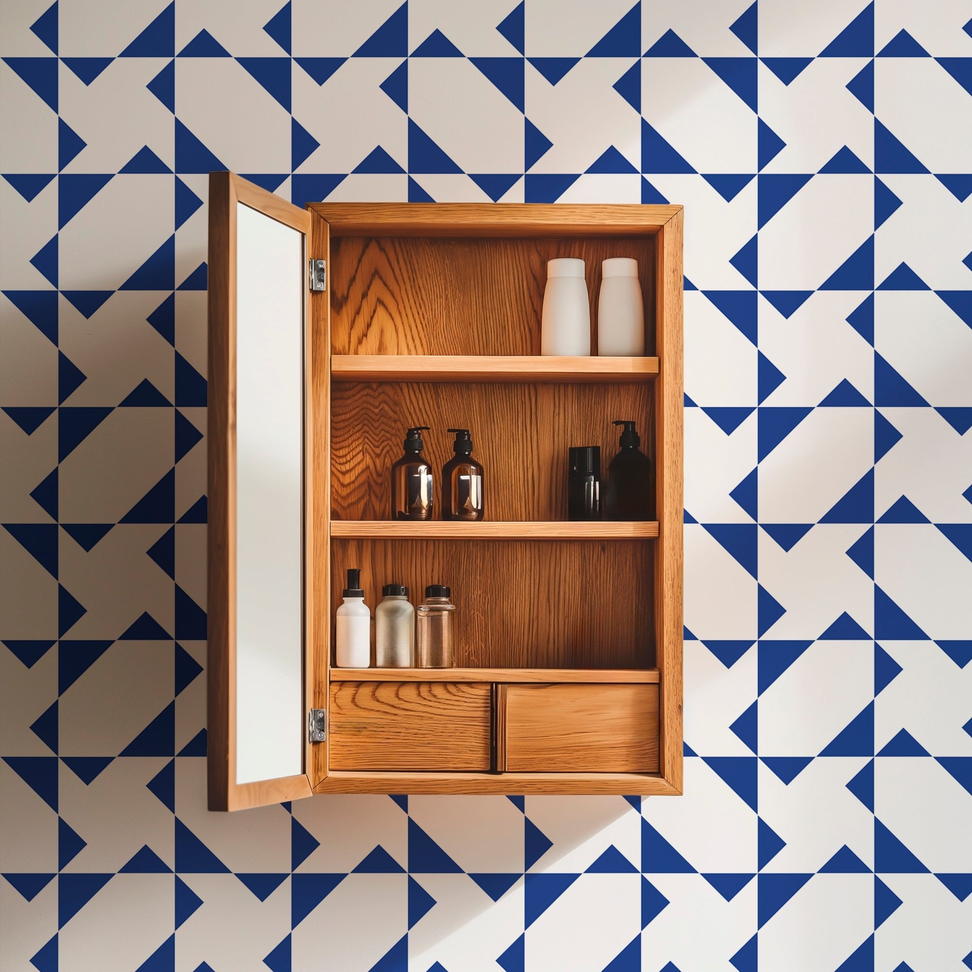 Chasing Charlie Modern Geometric Wallpaper - Wallpaper | Victoria Bright Home - Colorful Modern Wallpaper For Your Home - - bedroom,black,black and white,blue,dining,kitchen,living,modern,office,red,traditional