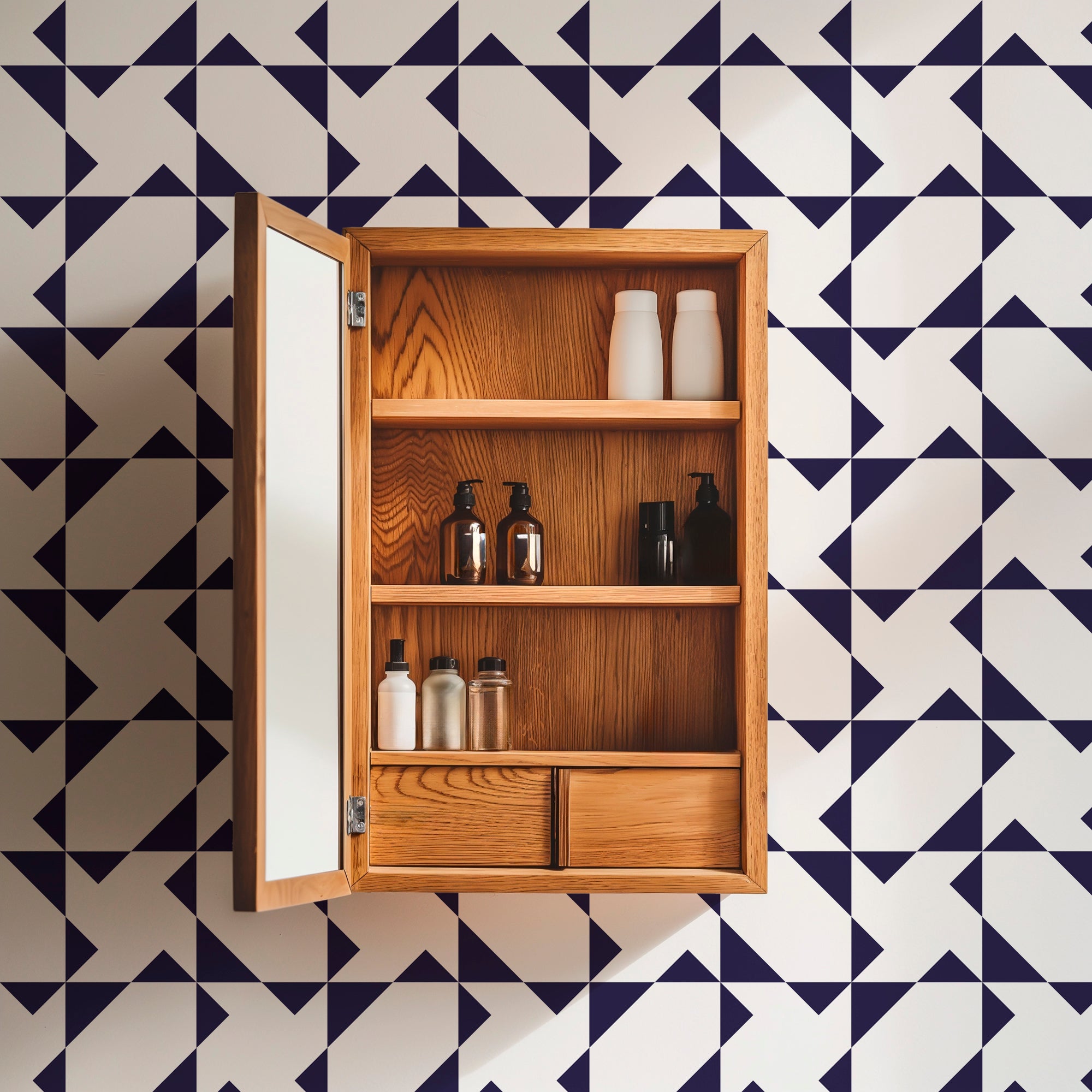 Chasing Charlie Modern Geometric Wallpaper - Wallpaper | Victoria Bright Home - Colorful Modern Wallpaper For Your Home - - bedroom,black,black and white,blue,dining,kitchen,living,modern,office,red,traditional