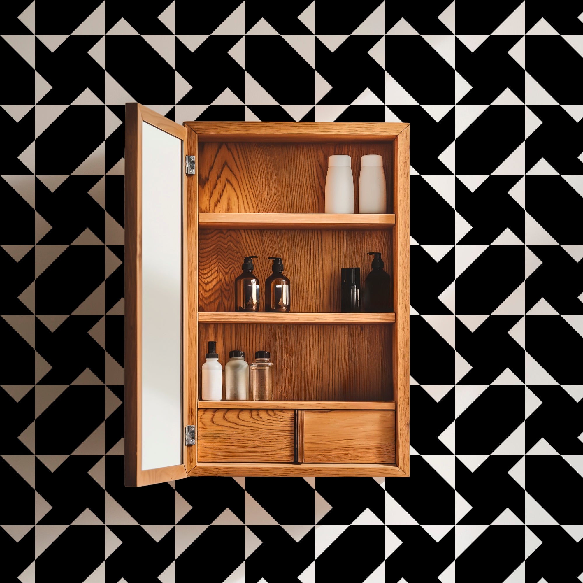 Chasing Charlie Modern Geometric Wallpaper - Wallpaper | Victoria Bright Home - Colorful Modern Wallpaper For Your Home - - bedroom,black,black and white,blue,dining,kitchen,living,modern,office,red,traditional