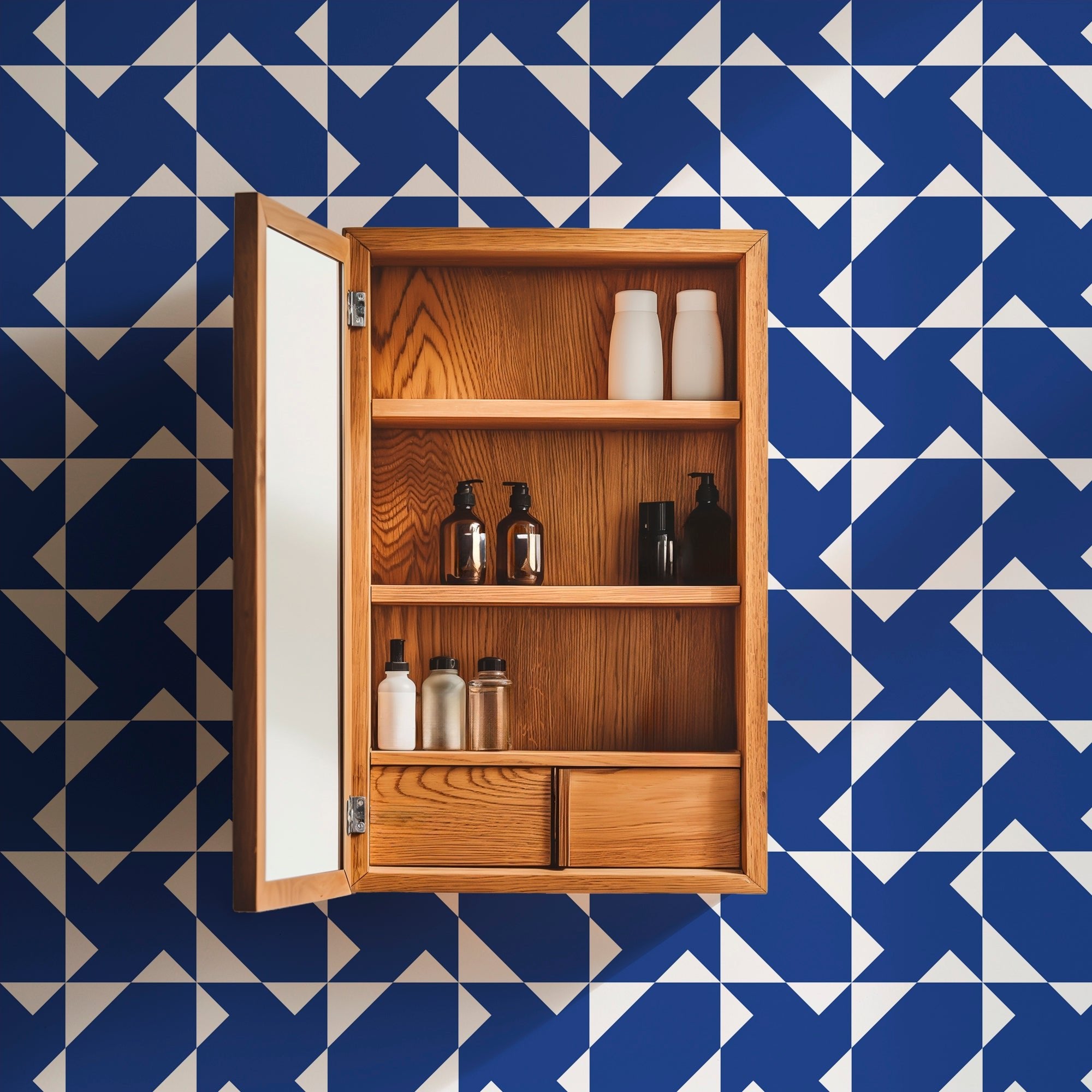 Chasing Charlie Modern Geometric Wallpaper - Wallpaper | Victoria Bright Home - Colorful Modern Wallpaper For Your Home - - bedroom,black,black and white,blue,dining,kitchen,living,modern,office,red,traditional