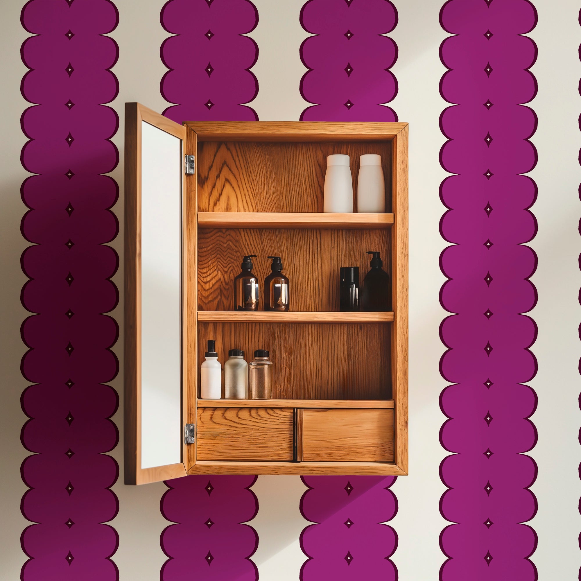 Feminine Ribbon Stripe Wallpaper for Bohemian Decor - Wallpaper | Victoria Bright Home - Colorful Modern Wallpaper For Your Home - - bedroom,feminine,kids,kitchen,modern,nursery,office,pink,victorian,vintage,yellow