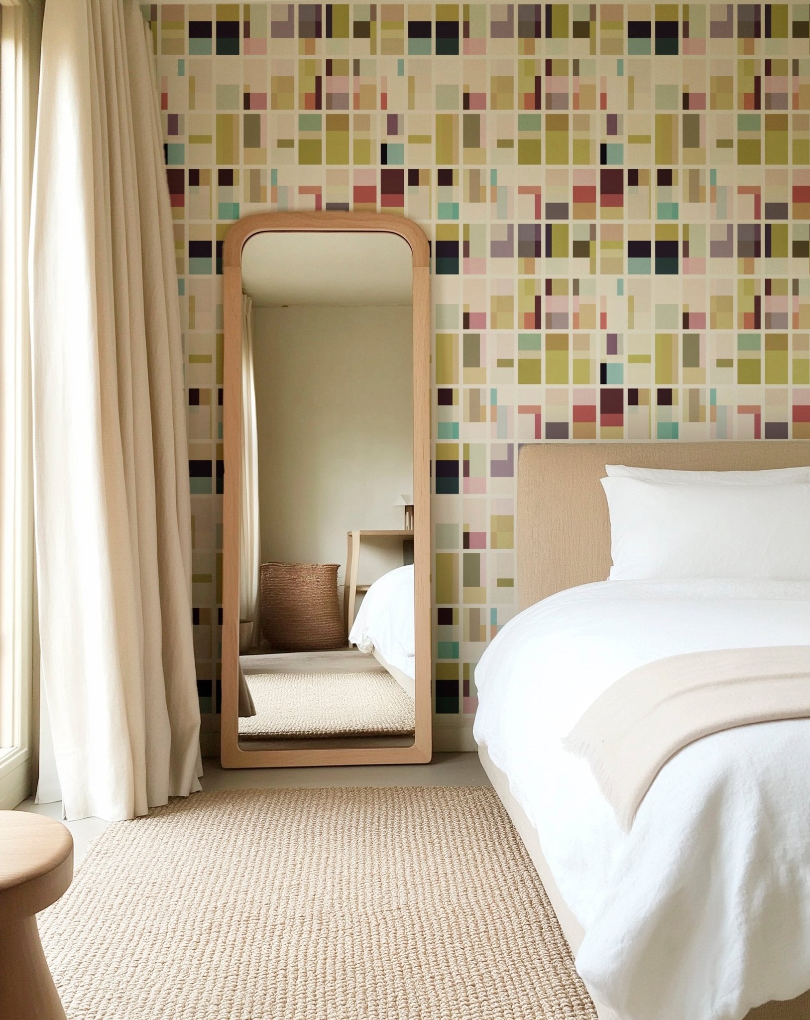 Mirabel Geometric Modern Wallpaper for a Bold Maximalist Look - Wallpaper | Victoria Bright Home - Colorful Modern Wallpaper For Your Home - - abstract,bedroom,dining,feminine,geometric,gold,green,kids,modern,multicolor,office,pink