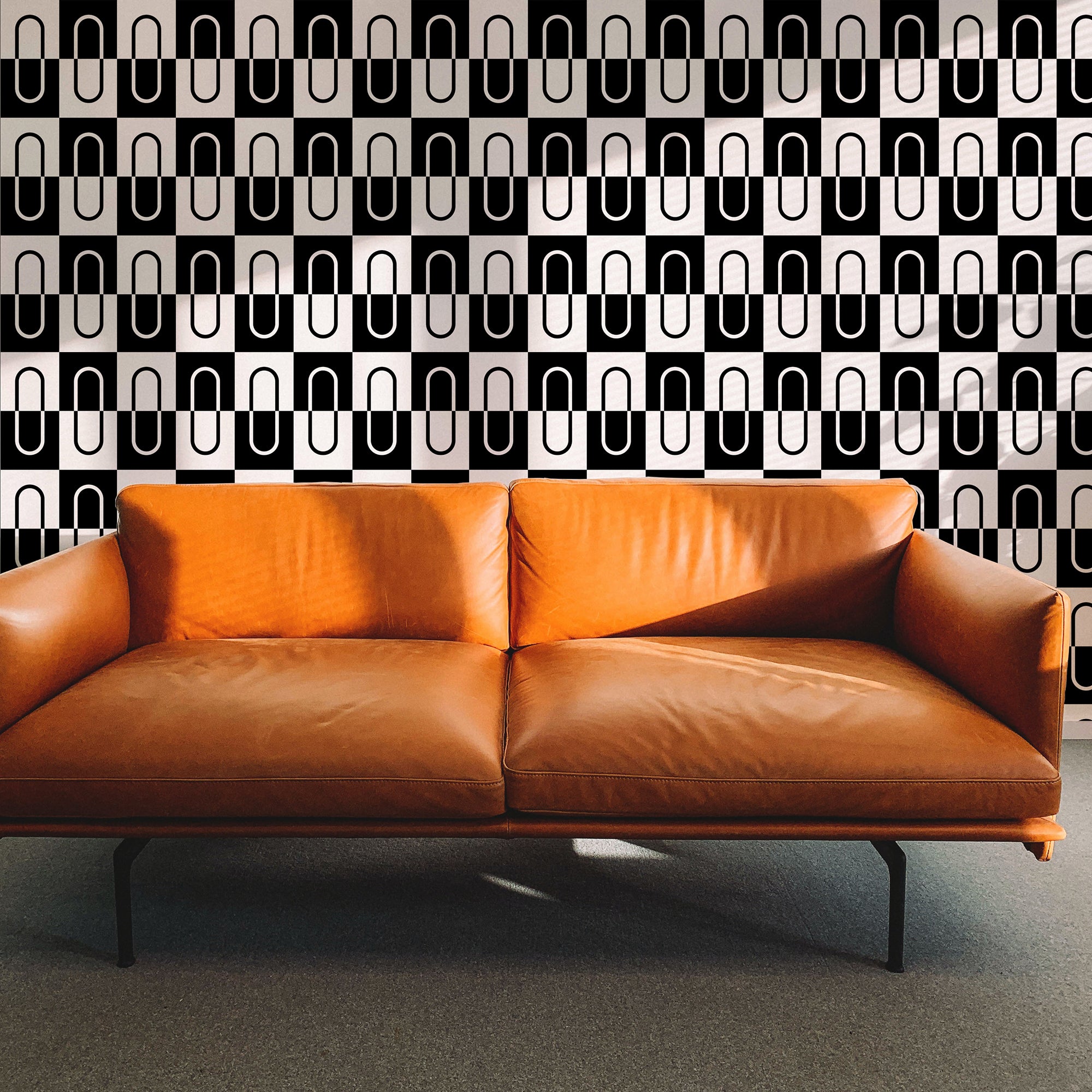 Paper Clip Black and White Graphic Modern Wallpaper for a Maximalist Look - Wallpaper | Victoria Bright Home - Colorful Modern Wallpaper For Your Home - - bedroom,black,black and white,checkered,dining,living,modern,office