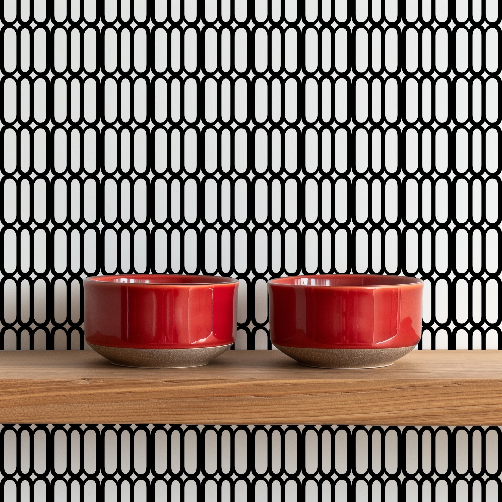 eClaire Mid Century Modern Wallpaper - Wallpaper | Victoria Bright Home - Colorful Modern Wallpaper For Your Home - - abstract,black,black and white,blue,dining,kids,kitchen,mid century,modern,orange,retro,sixties wallpaper