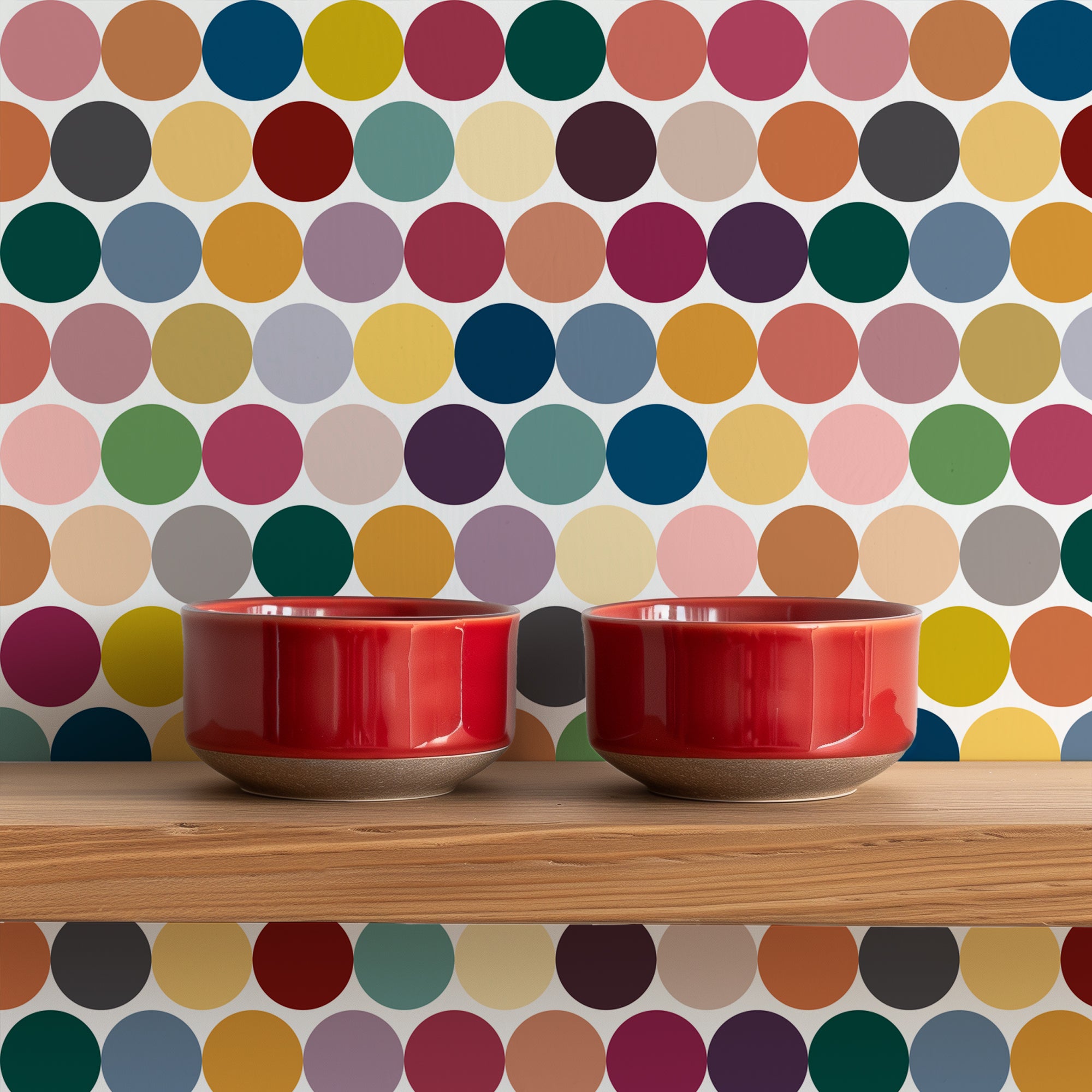 Meadowsweet Country Polka Dot Wallpaper for Farmhouse or Cottage - Wallpaper | Victoria Bright Home - Colorful Modern Wallpaper For Your Home - - bedroom,blue,coral,cream,dining,gold,Gray,green,kitchen,modern,multicolor,orange,pink,purple,red,yellow