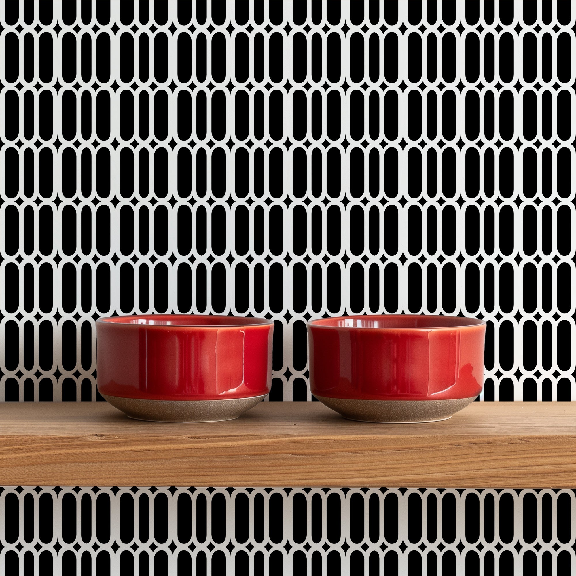 eClaire Mid Century Modern Wallpaper - Wallpaper | Victoria Bright Home - Colorful Modern Wallpaper For Your Home - - abstract,black,black and white,blue,dining,kids,kitchen,mid century,modern,orange,retro,sixties wallpaper