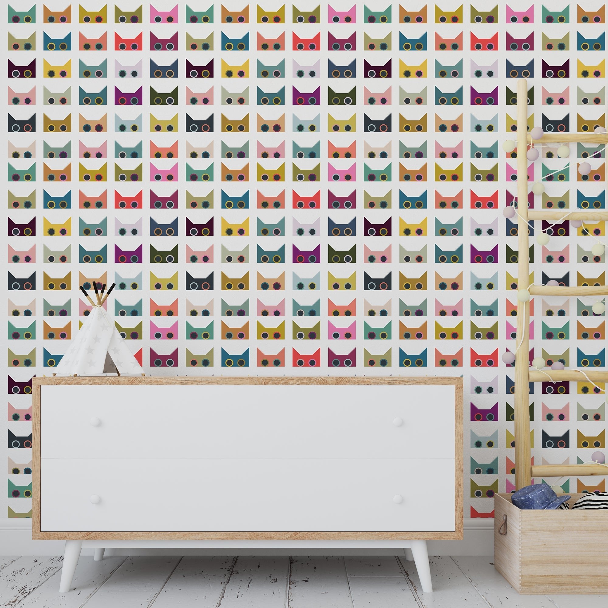 Scaredy Cats Feline Fine Cat Wallpaper for a Colorful Kid&