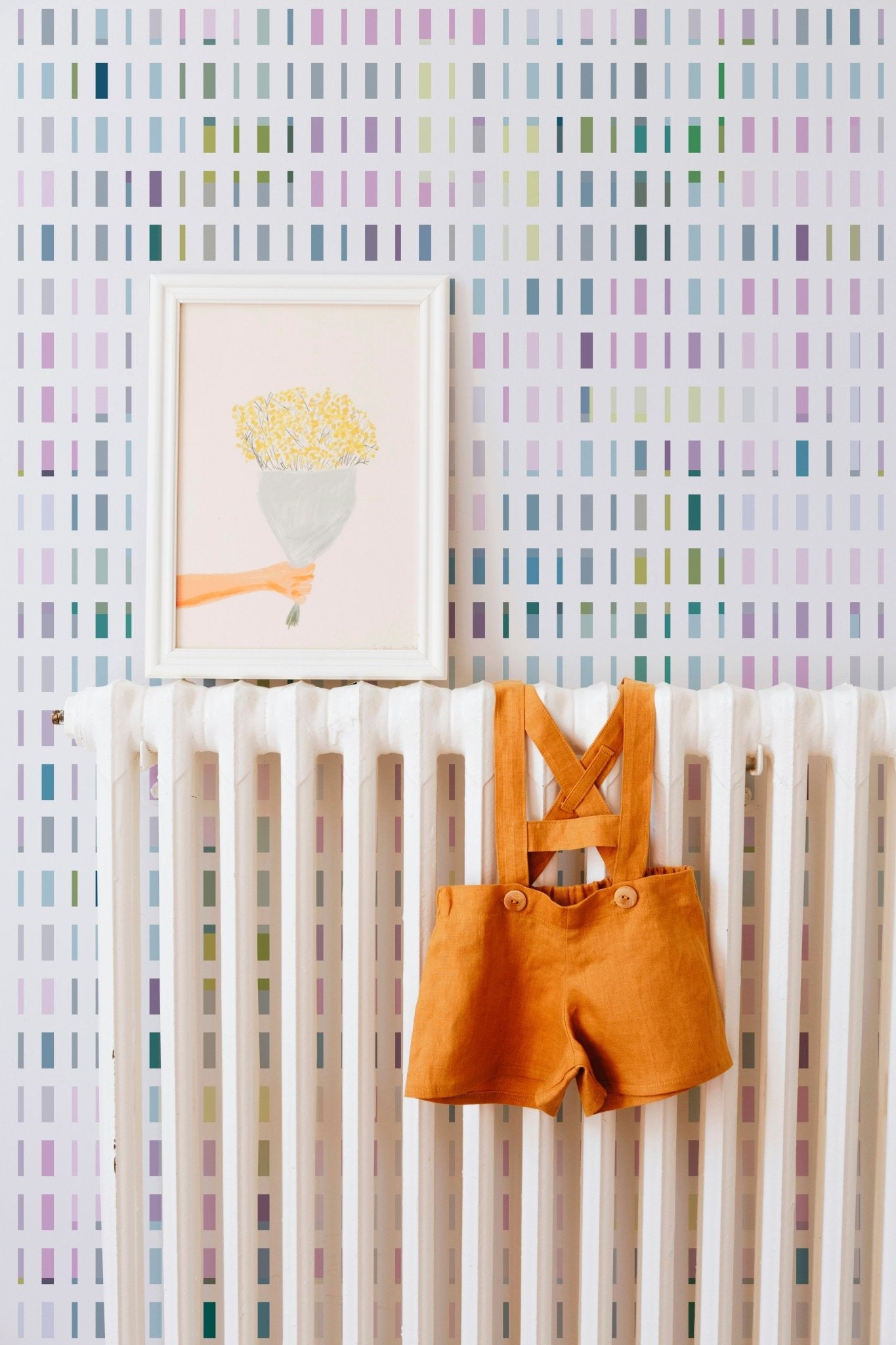 Contemporary Modern Pixelated Wallpaper in Soft Subtle Pastels for a Minimalist Look - Wallpaper | Victoria Bright Home - Colorful Modern Wallpaper For Your Home - - bedroom,dining,kids,kitchen,modern,multicolor,nursery,office,stripes