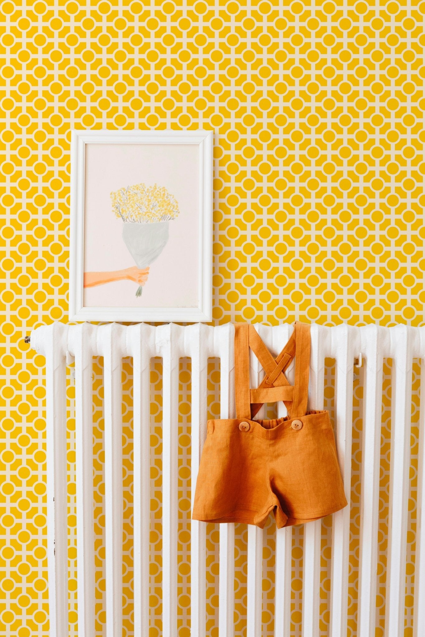 Retro Trellis Classic Wallpaper with a Chinoiserie Feel - Wallpaper | Victoria Bright Home - Colorful Modern Wallpaper For Your Home - - bedroom,blue,cream,dining,green,kids,kitchen,Minimalist,modern,nursery,pink,retro,traditional,vintage,yellow