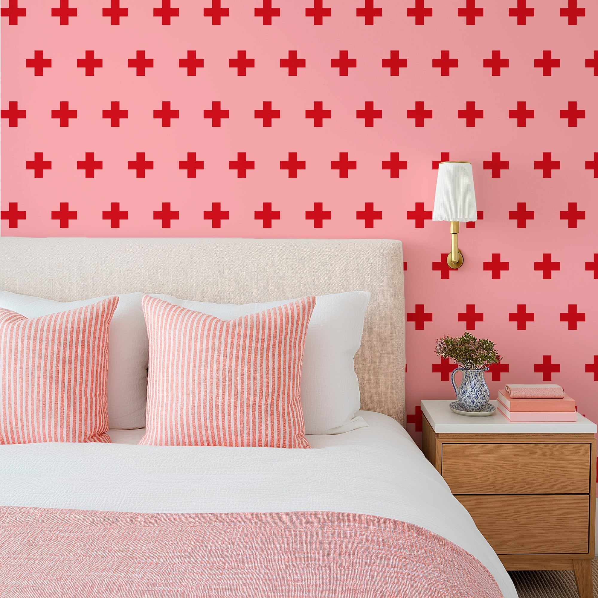 Swiss Cross Bold Colorful Wallpaper is Renter Friendly