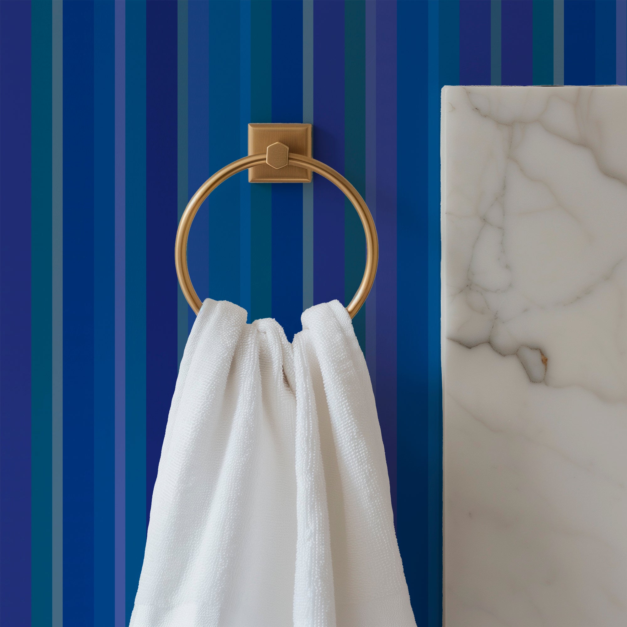 Cabana Blue Striped Wallpaper for a Vibrant Beach Theme - Wallpaper | Victoria Bright Home - Colorful Modern Wallpaper For Your Home - - bedroom,blue,dining,kids,office,stripes,traditional