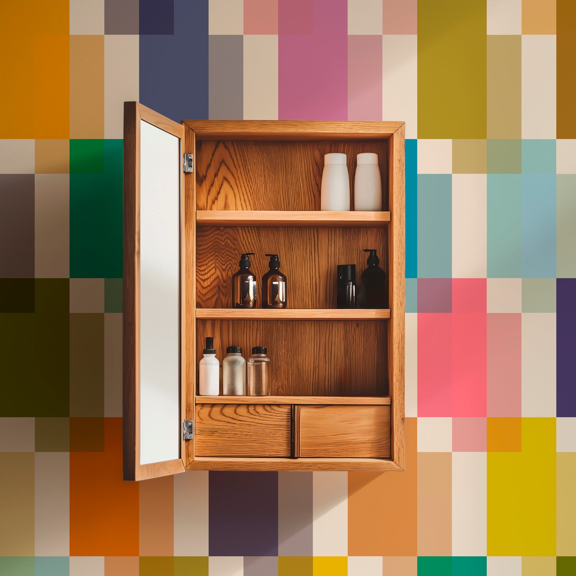 Mid Century Modern Jewel Wallpaper for Bright and Colorful Decor - Wallpaper | Victoria Bright Home - Colorful Modern Wallpaper For Your Home - - bedroom,blue,dining,green,living,mid century,modern,multicolor,orange,pink,yellow
