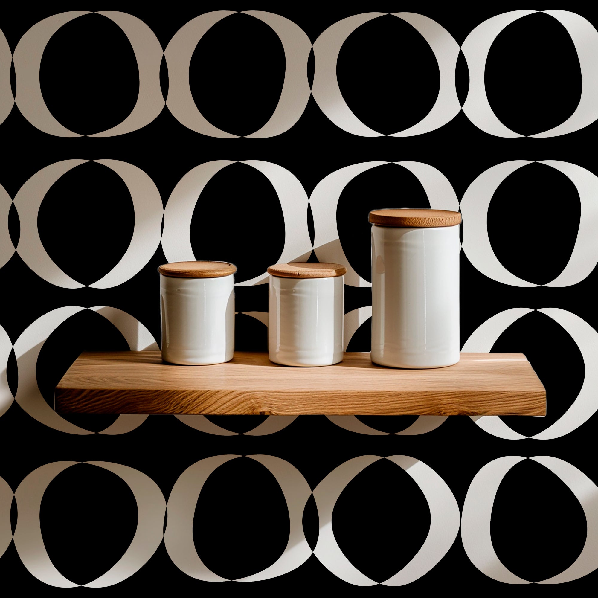 Abstract Circle Wallpaper for Modern Bold Living Room Design - Wallpaper | Victoria Bright Home - Colorful Modern Wallpaper For Your Home - - abstract,bedroom,black,black and white,blue,dining,dots,Gray,living,modern,office