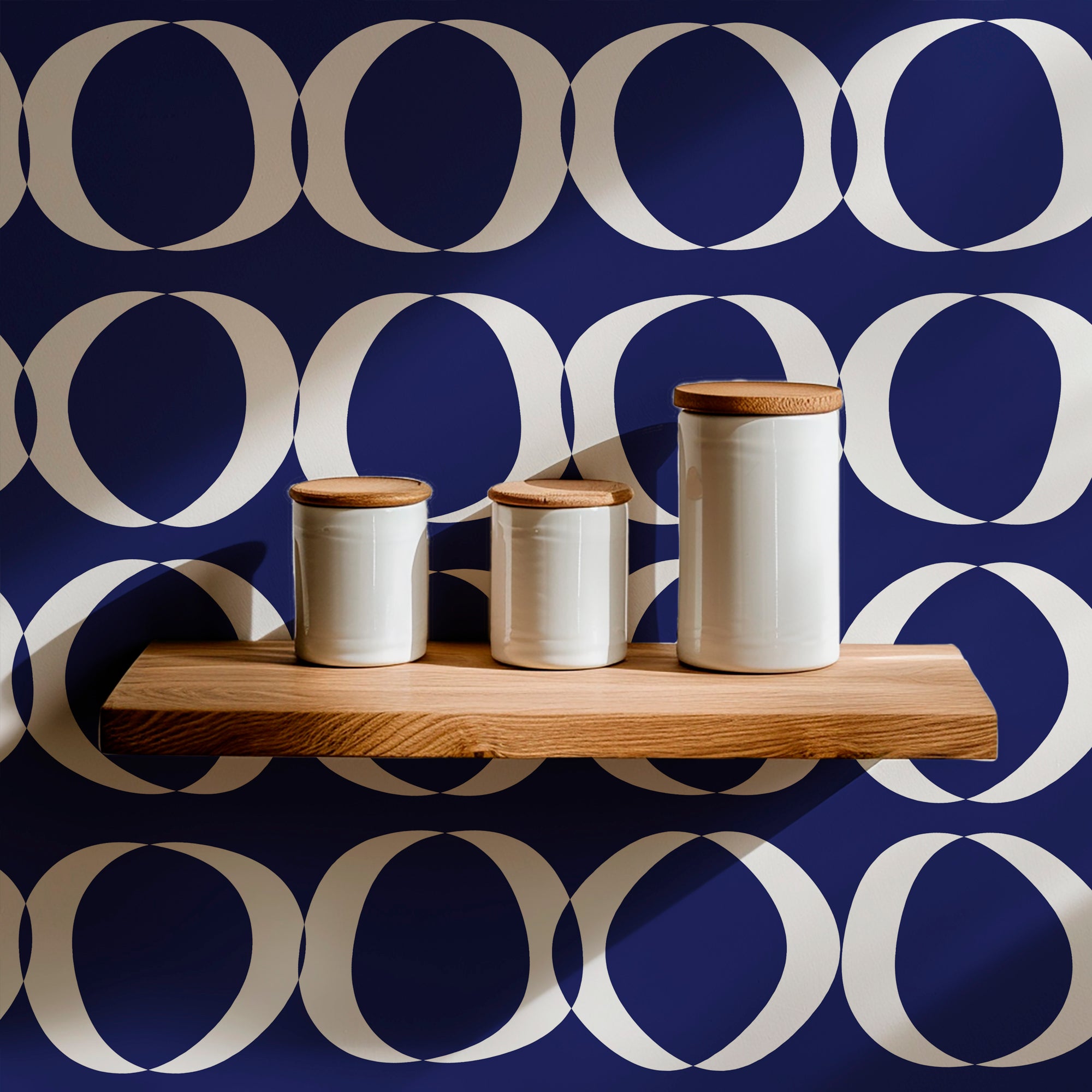 Abstract Circle Wallpaper for Modern Bold Living Room Design - Wallpaper | Victoria Bright Home - Colorful Modern Wallpaper For Your Home - - abstract,bedroom,black,black and white,blue,dining,dots,Gray,living,modern,office