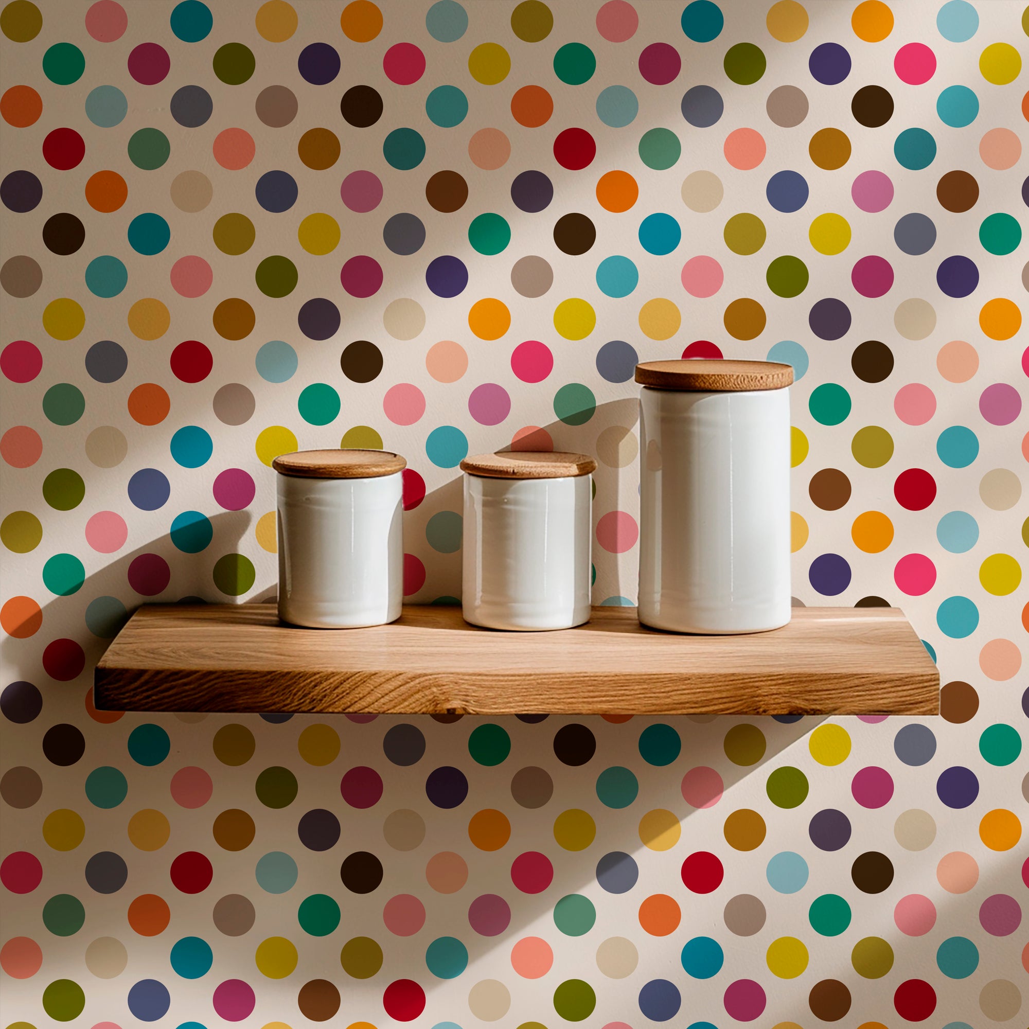 Mid Century Micro Dot Wallpaper with Fresh Retro Colors - Wallpaper | Victoria Bright Home - Colorful Modern Wallpaper For Your Home - - bedroom,dots,feminine,kids,kitchen,mid century,modern,multicolor,nursery,office,retro,vintage