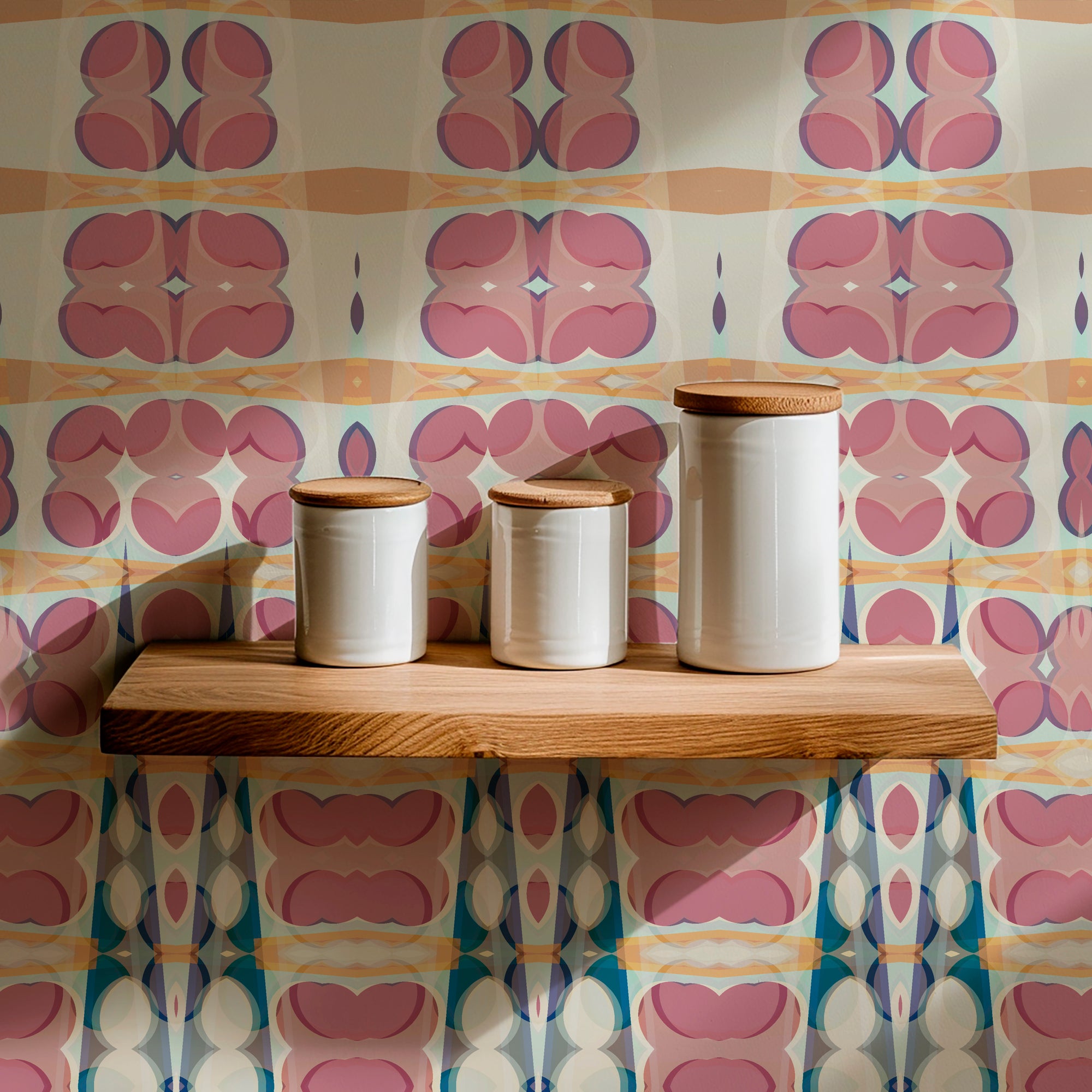 Vintage Sari Inspired Pink Wallpaper for Bohemian Style - Wallpaper | Victoria Bright Home - Colorful Modern Wallpaper For Your Home - - abstract,bedroom,cream,feminine,nursery,office,pink,traditional,vintage