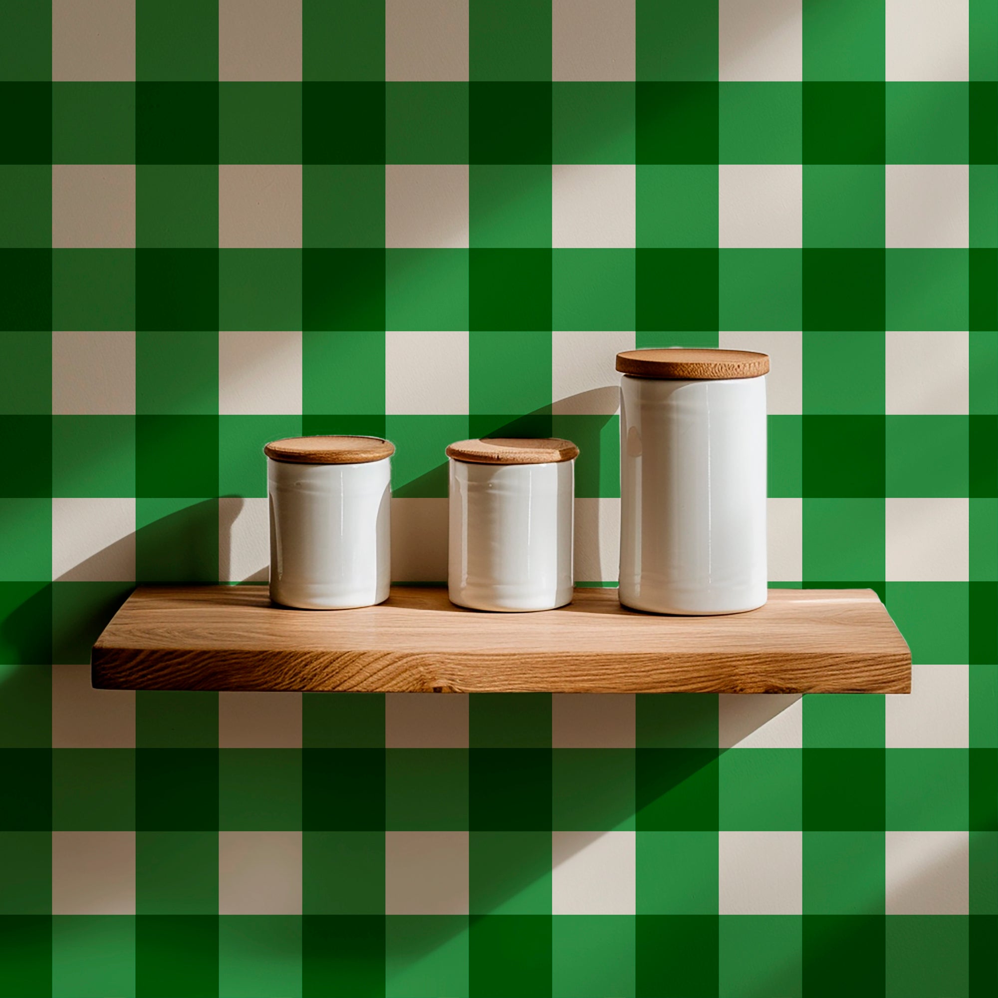 Modern Gingham Wallpaper in Raspberry, Grape or Bright Green