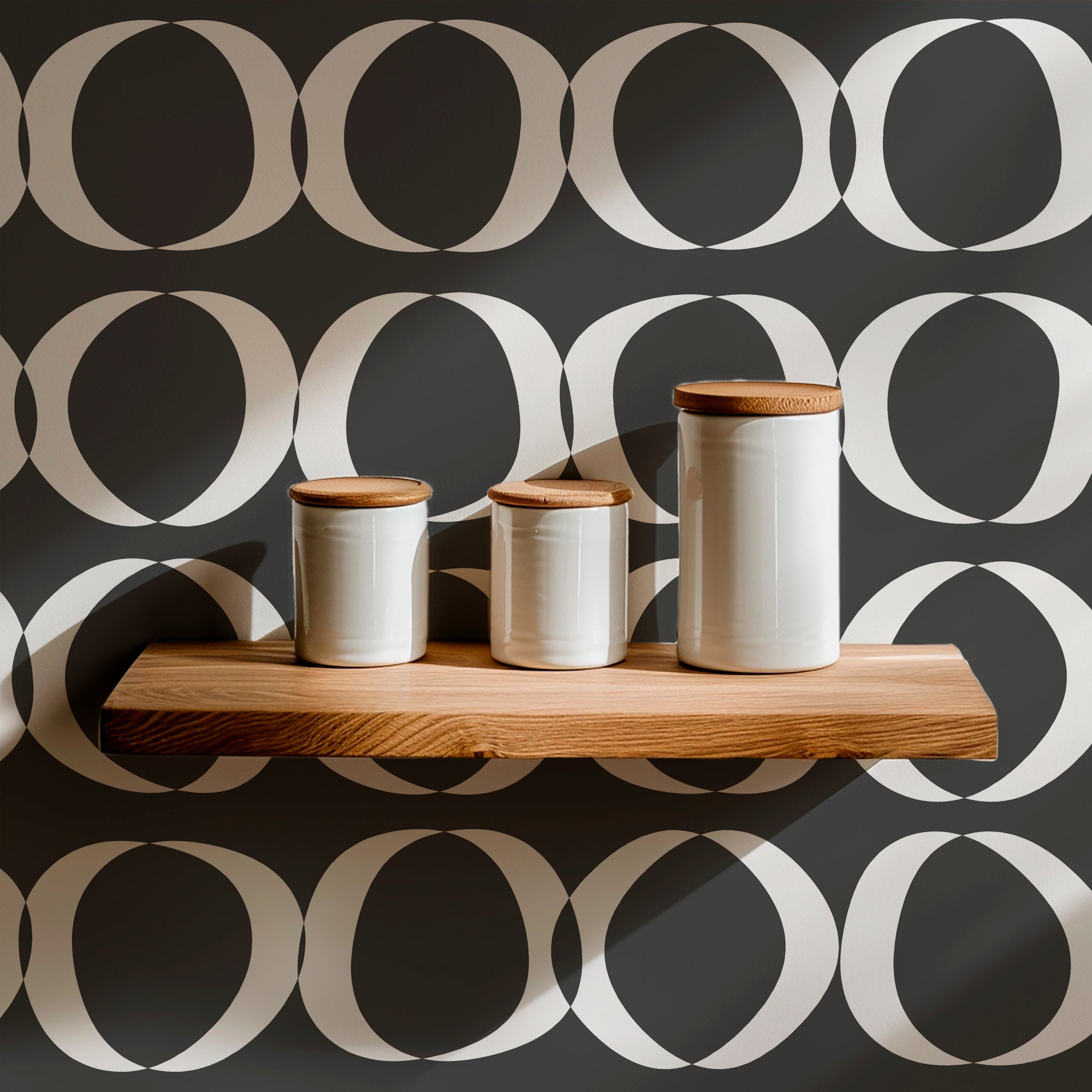 Abstract Circle Wallpaper for Modern Bold Living Room Design - Wallpaper | Victoria Bright Home - Colorful Modern Wallpaper For Your Home - - abstract,bedroom,black,black and white,blue,dining,dots,Gray,living,modern,office