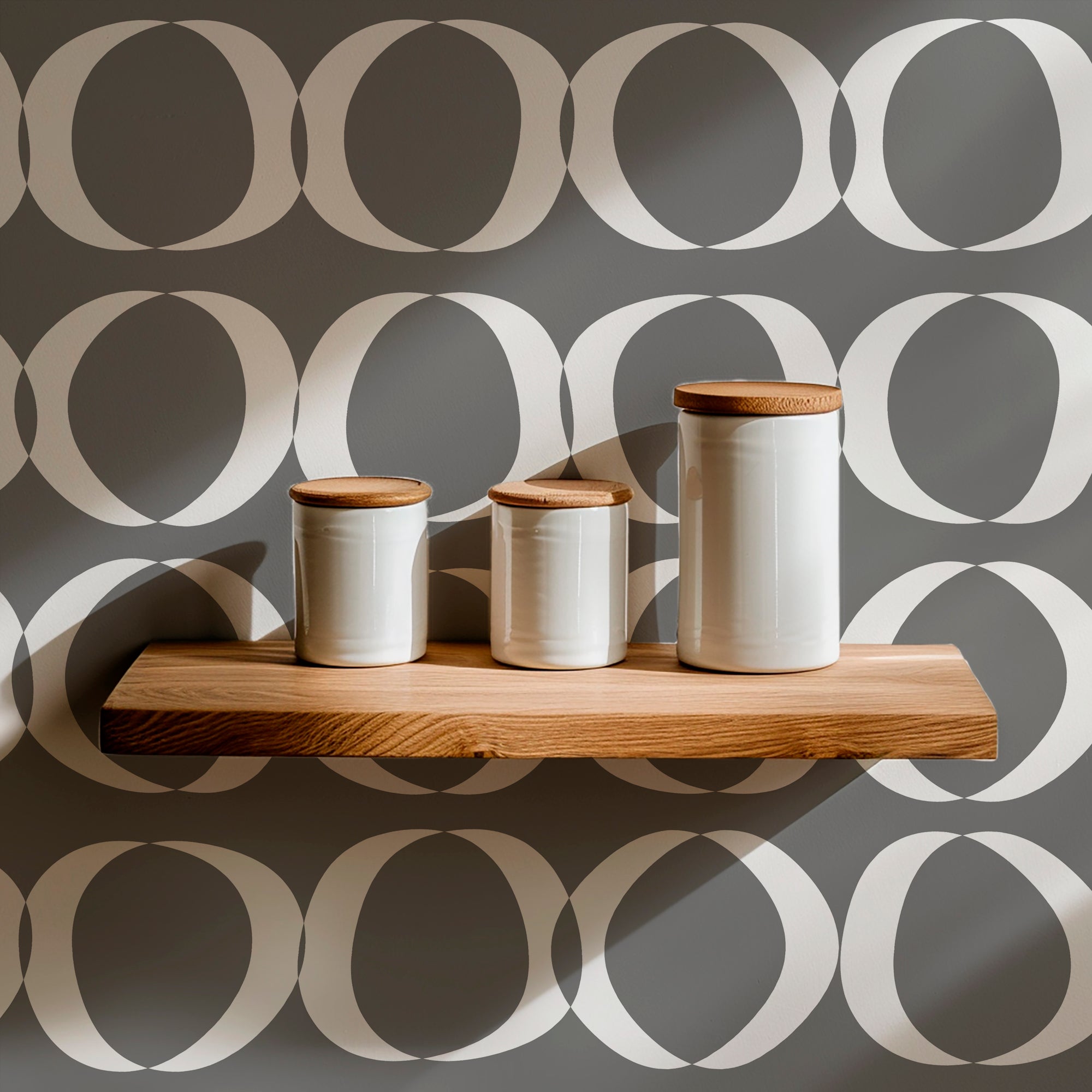 Abstract Circle Wallpaper for Modern Bold Living Room Design - Wallpaper | Victoria Bright Home - Colorful Modern Wallpaper For Your Home - - abstract,bedroom,black,black and white,blue,dining,dots,Gray,living,modern,office