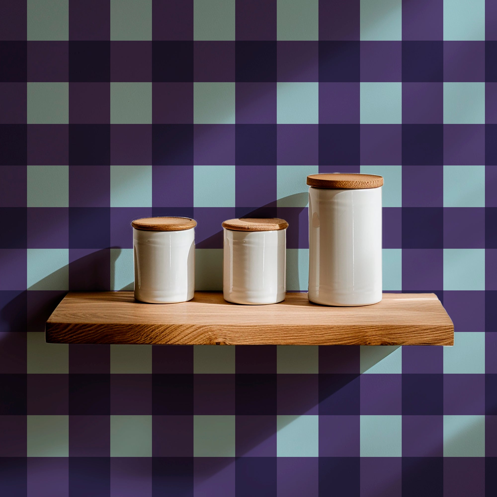 Modern Gingham Wallpaper in Raspberry, Grape or Bright Green